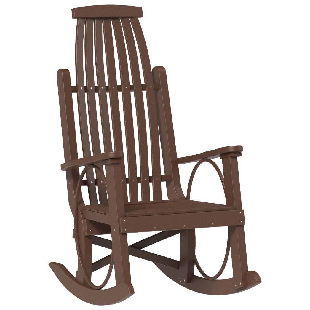 Poly Lumber Grandpa's Rocking Chair - Chestnut Brown Outdoor Patio Furniture | Durable & Weather-Resistant Rocker for Garden, Porch & Backyard Relaxation