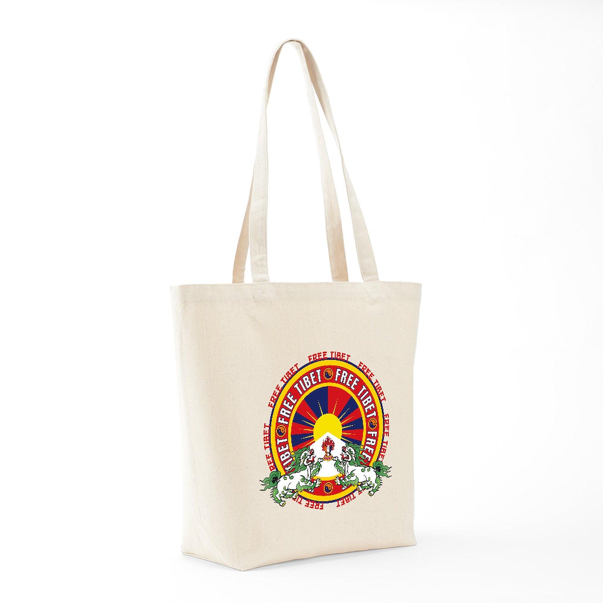 Free Tibet Snow Lions Tote Bag - Eco-Friendly Natural Canvas Reusable Shopping Bag for Groceries, Beach & Daily Use | CafePress