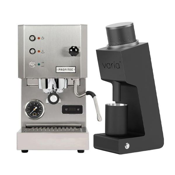 Profitec GO Espresso Machine & Varia VS3 Grinder Bundle - Premium Home Coffee Bar Setup for Barista-Quality Espresso & Latte at Home