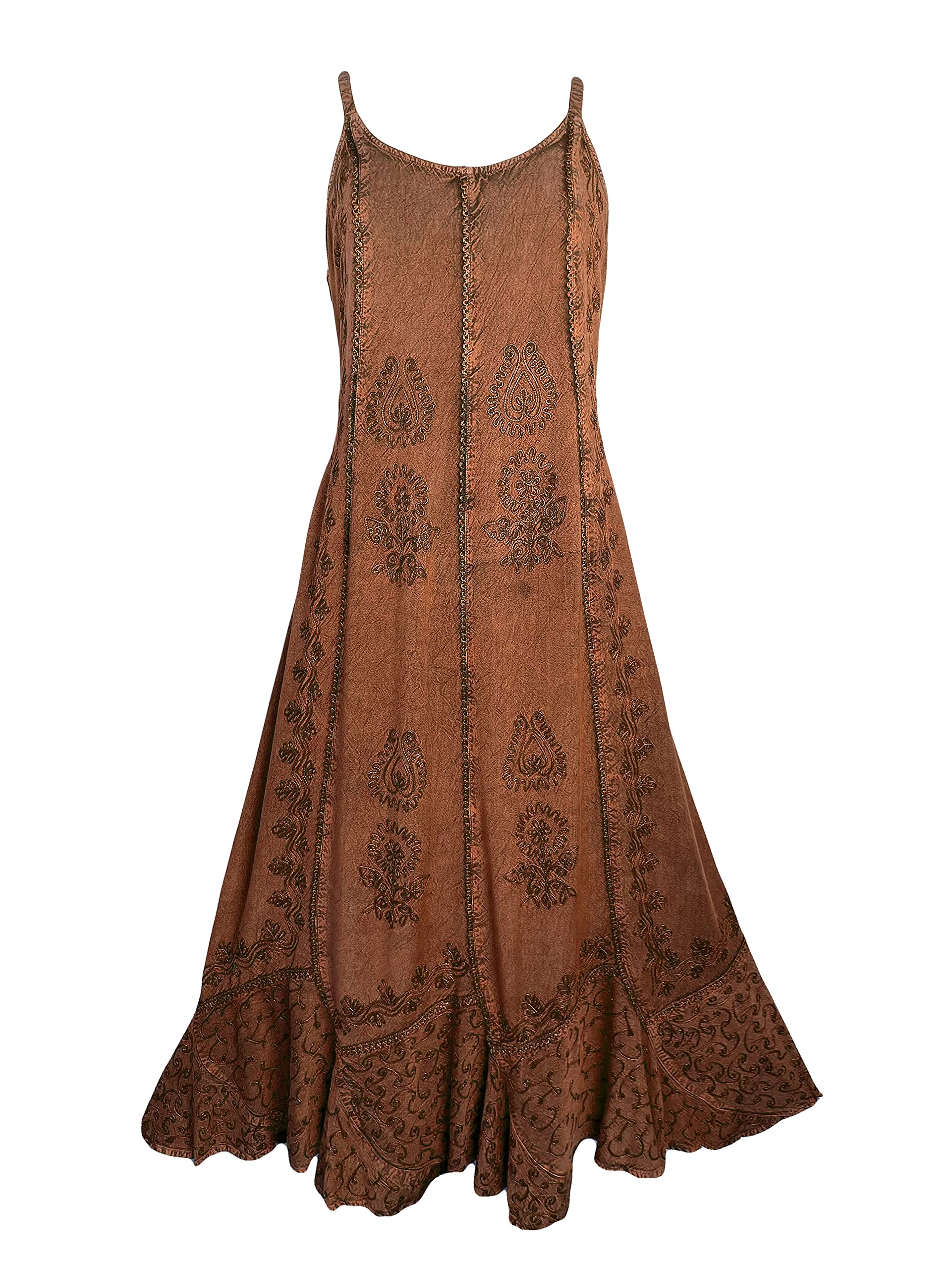 Agan Traders Women's 2025 Bohemian Summer Maxi Dress - Flowy Spaghetti Strap Long Sun Dress with Gypsy & Medieval Style | Perfect for Beach Vacations, Music Festivals & Romantic Date Nights