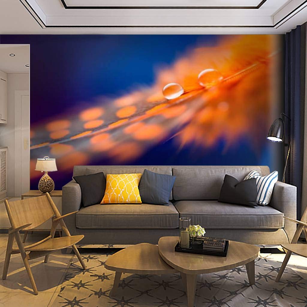 Self-Adhesive Removable Feather Wallpaper Mural - Abstract Water Droplet Flower Art Painting | Peel & Stick Wall Decor for Living Room, Bedroom & Home Office | Easy DIY Home Craft Decal Sticker