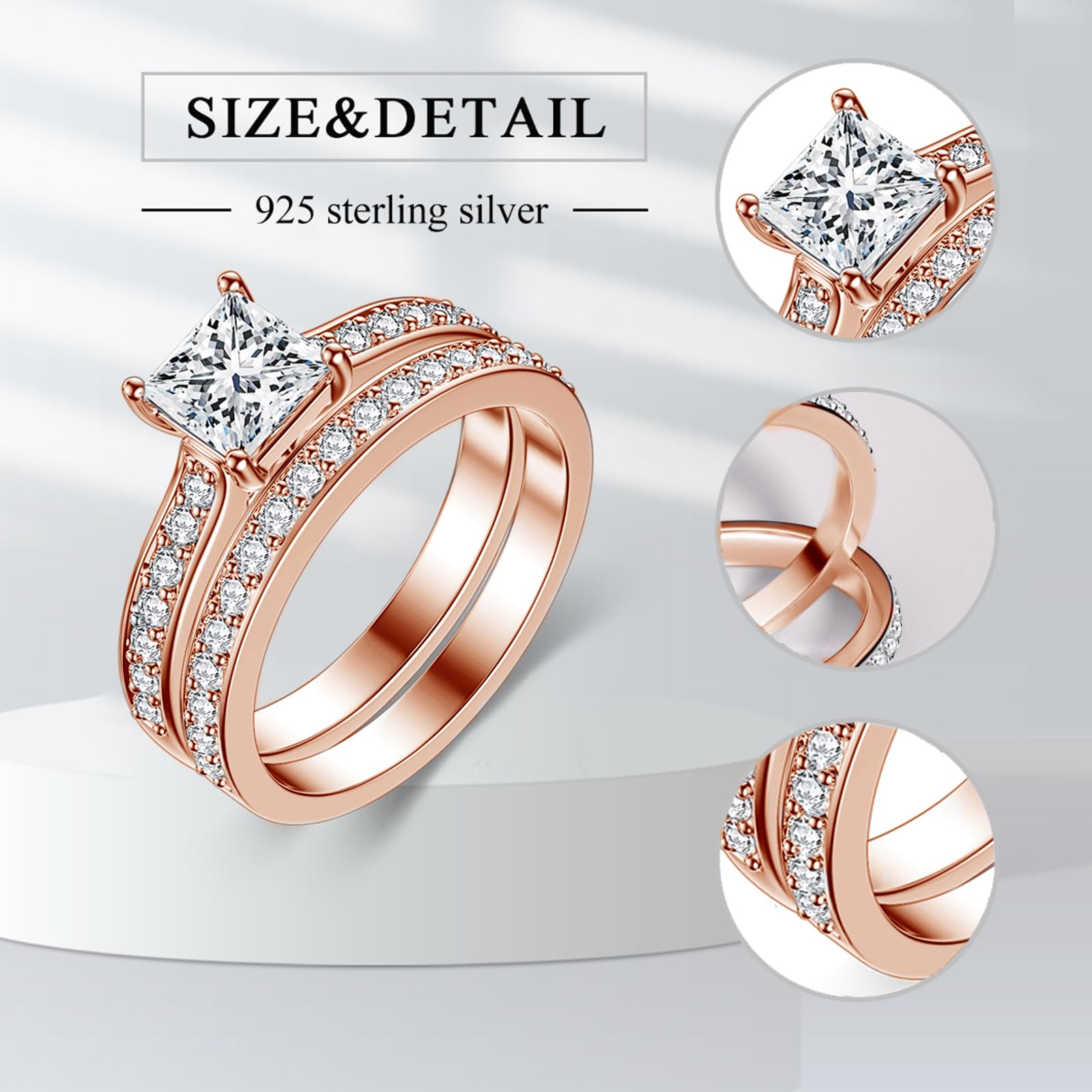 Moissanite Engagement Ring Set for Women - 2cttw D Color VVS1 Princess Cut Wedding Band Bridal Set in 925 Sterling Silver | Perfect for Proposals, Anniversaries & Bridal Jewelry