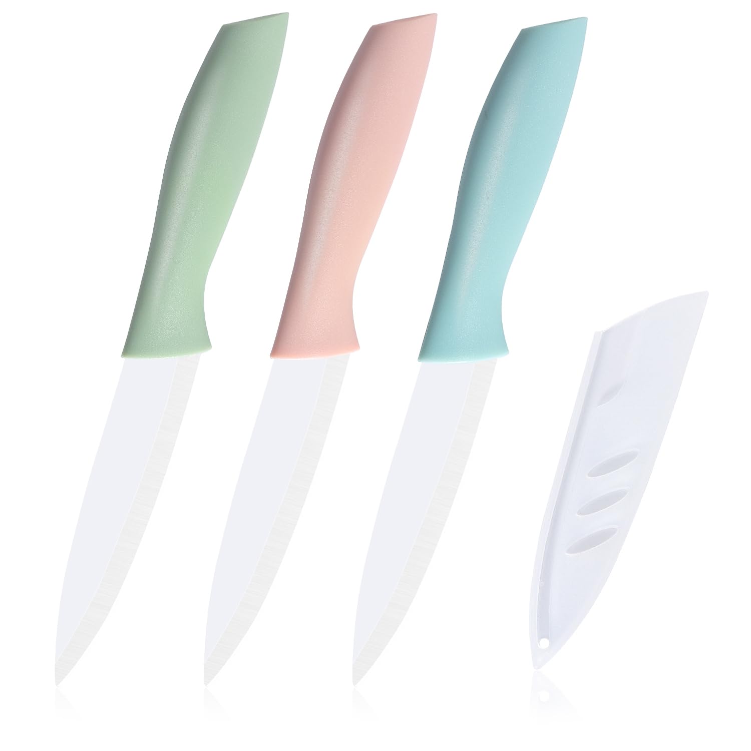 Premium 3-Piece Ceramic Chef Knife Set - Ultra Sharp 4-Inch Fruit & Vegetable Knife for Slicing, Dicing & Chopping - Perfect for Kitchen, Camping & Outdoor Cooking