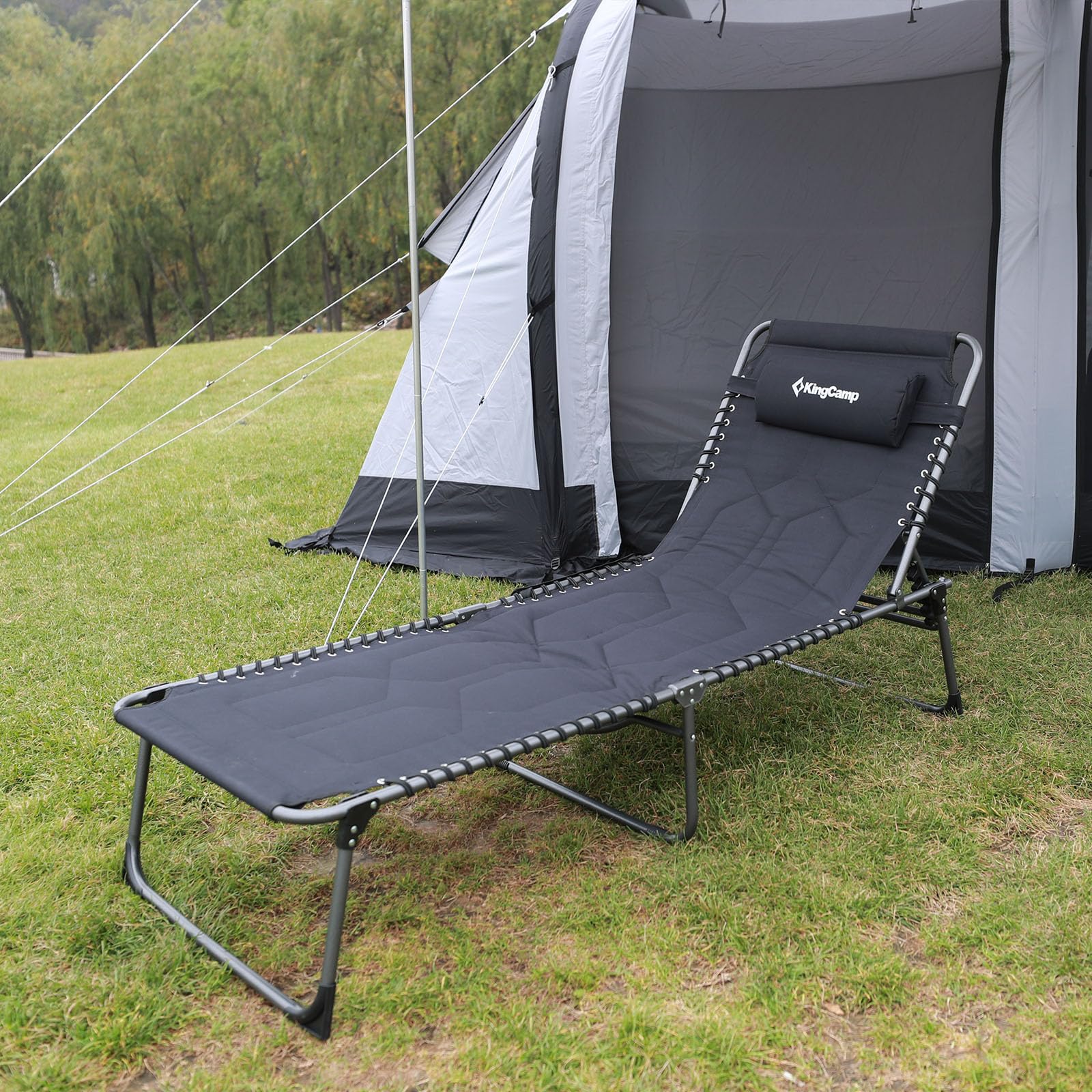 **KingCamp Oversized Padded Folding Chaise Lounge Chair – Heavy-Duty 330lb Capacity, Adjustable Reclining for Outdoor, Patio, Beach, Lawn, Pool | Sunbathing, Tanning, Lounging with Pillow & Storage Pocket**    *(Perfect for Relaxing by the Pool, Beach Vacations, Backyard Lounging, or Camping Comfort!)*