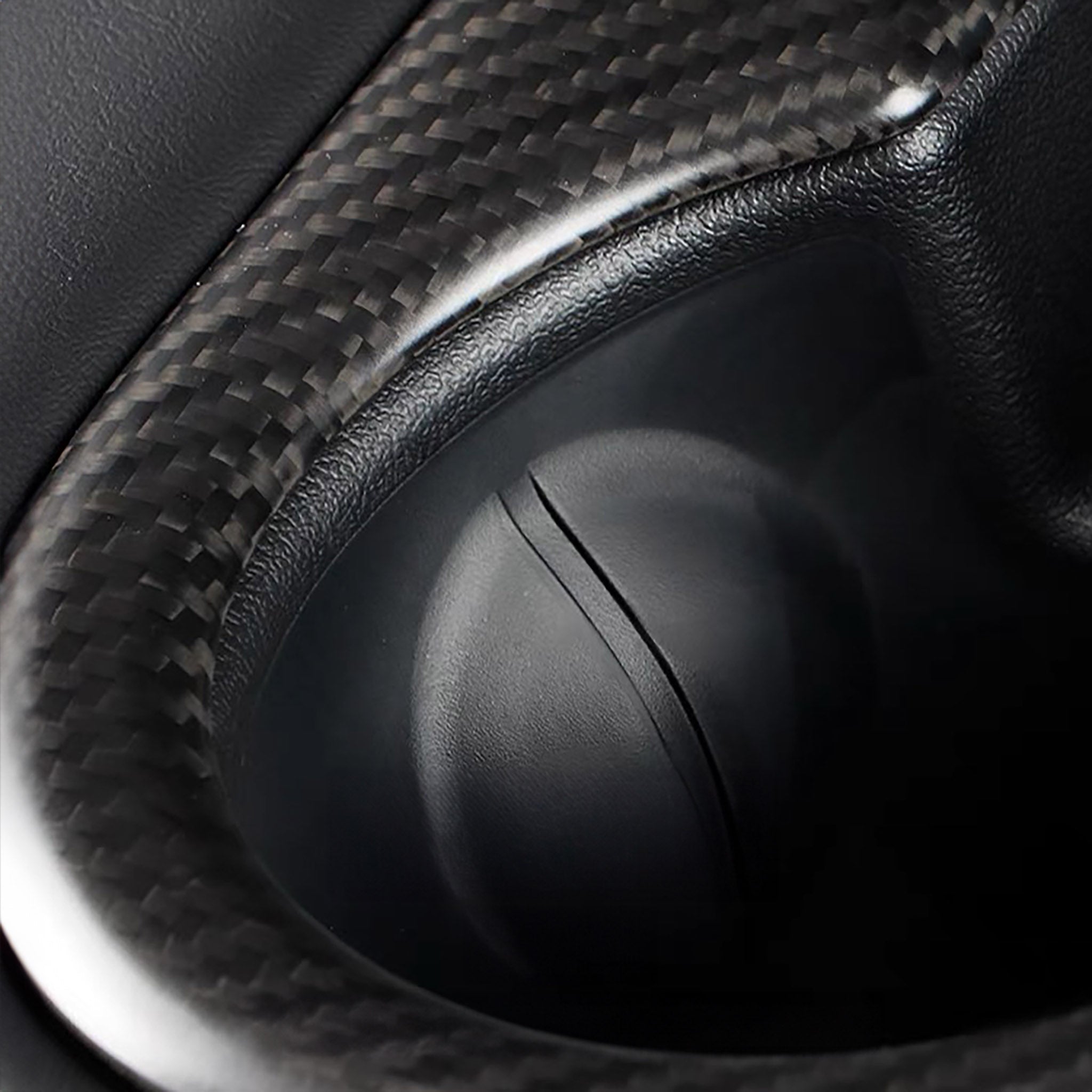 Premium Carbon Fiber Cup Holder Cover for Tesla Model 3 & Model Y – High Gloss Finish, Perfect Fit Accessories for Car Interior Upgrade (Ideal for Drinks, Phone Storage & Stylish Interior Enhancement)