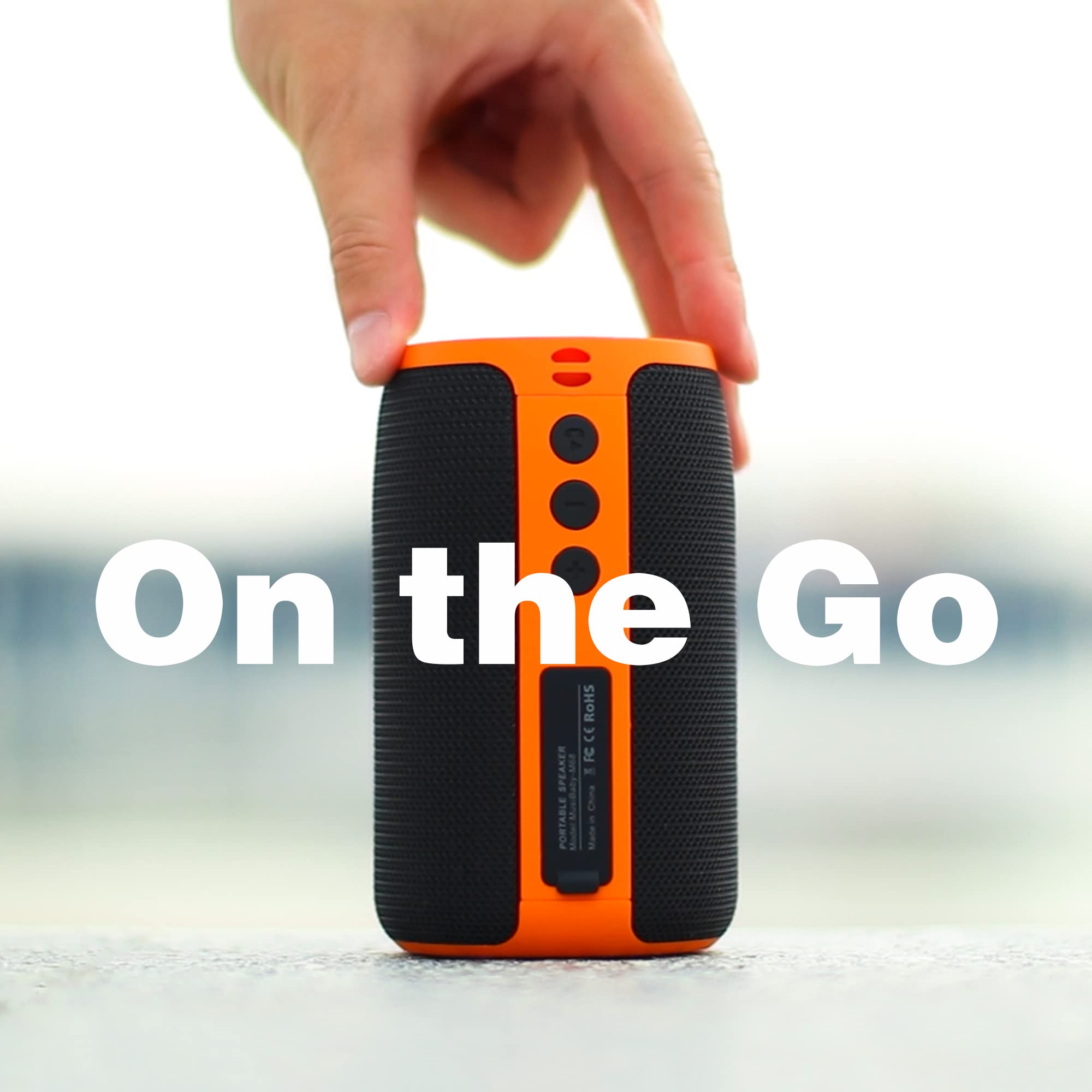MusiBaby Bluetooth Speaker - Wireless, Waterproof, Portable with Stereo Sound & Booming Bass, Bluetooth 5.0, 24H Playtime, Dual Pairing, Ideal for Home, Party, Travel, Outdoor Adventures, and Gifting - Orange