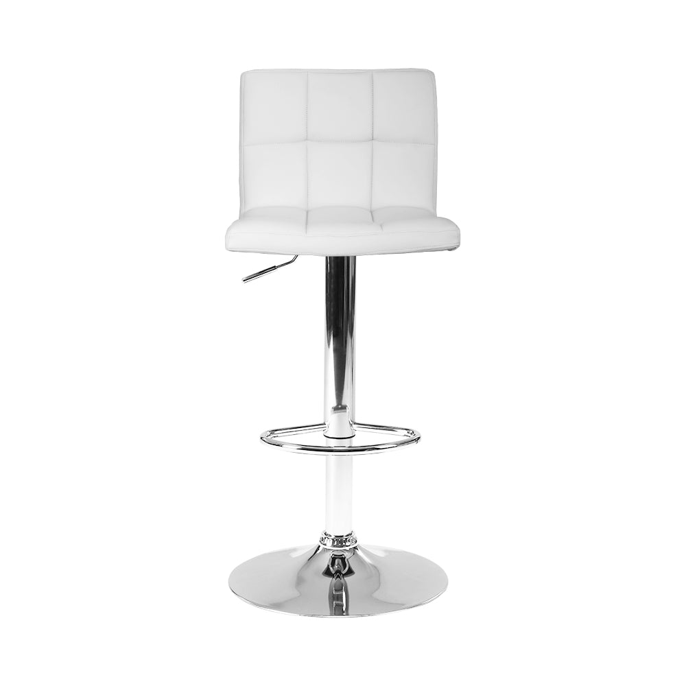 2-Pack White Leather Bar Stools with Gas Lift Height Adjustment - Perfect for Kitchen Islands, Breakfast Bars & Home Bars
