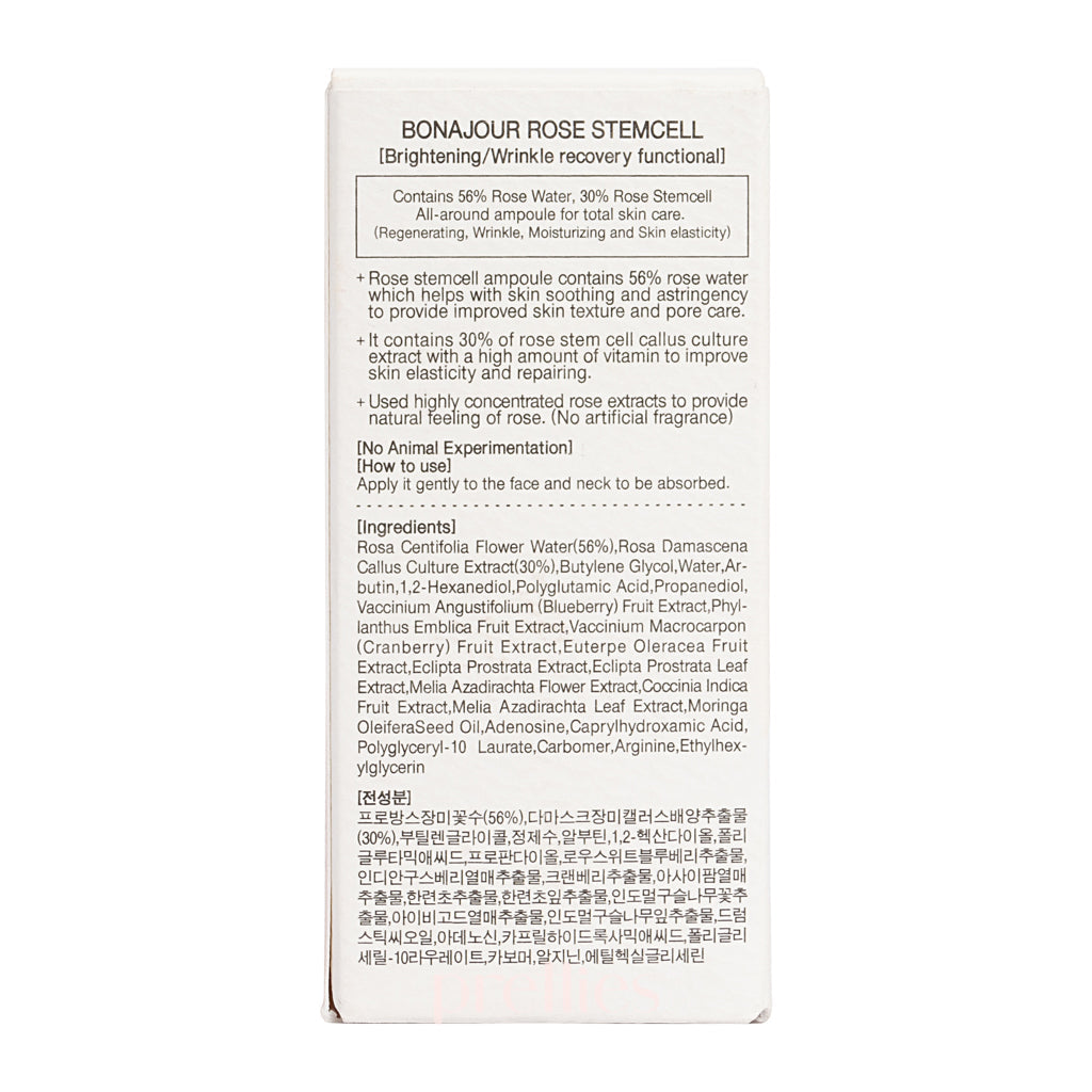 Bonajour Rose Stem Cell Ampoule 30ml - Hydrating Facial Serum for Glowing Skin | Anti-Aging & Brightening Treatment for Day & Night Use