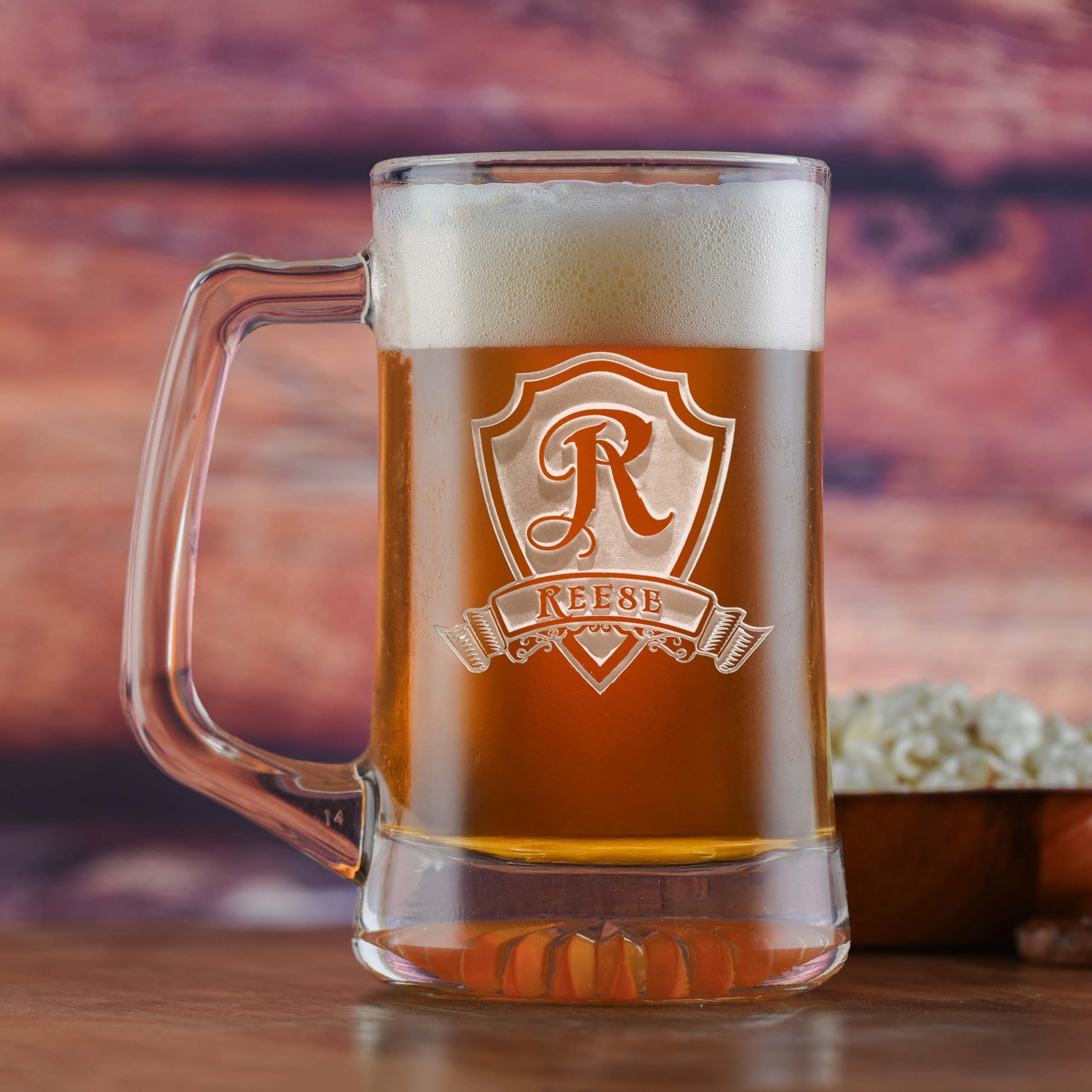 Personalized Monogram Beer Mugs - Custom Engraved Groomsmen Gift Set - 16oz Glass for Wedding Party, Bachelor Party & Man Cave Decor - Perfect for Beer, Cocktails & Gifts