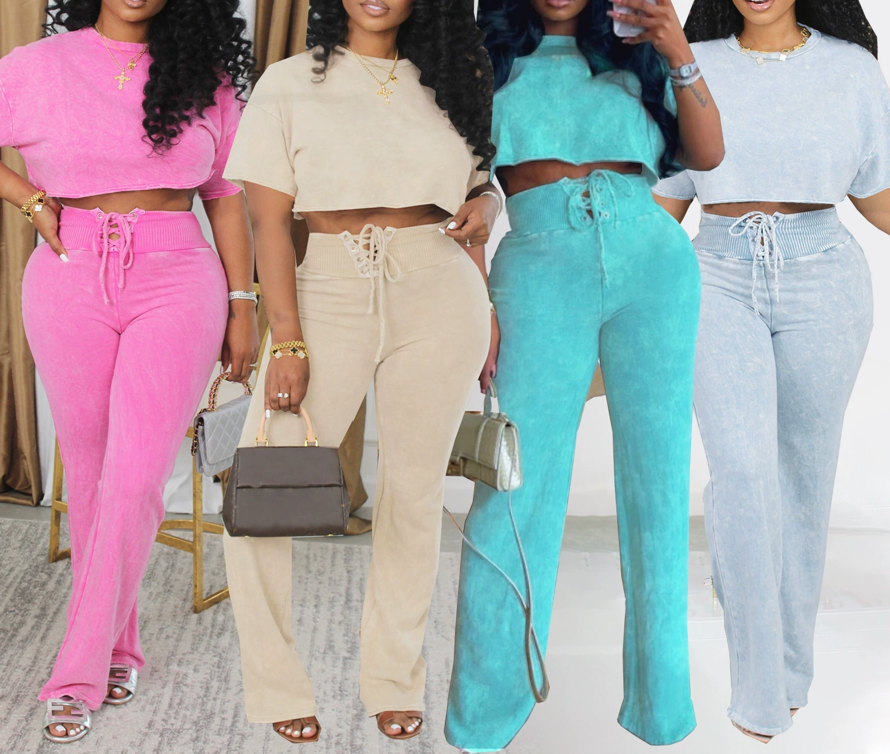 Women's Round Neck Two Piece Suit Set - Casual Office Wear & Spring Summer Outfits for Work, Dating, and Special Occasions