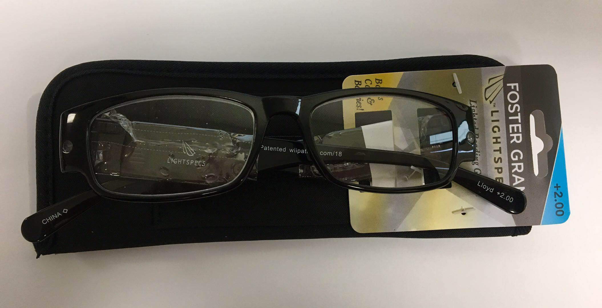 Foster Grant LightSpec Reading Glasses with Bonus Case & Batteries - 2.00 Strength (1 Pack) | Blue Light Blocking for Computer & Reading | Perfect for Office, Home & Travel Use