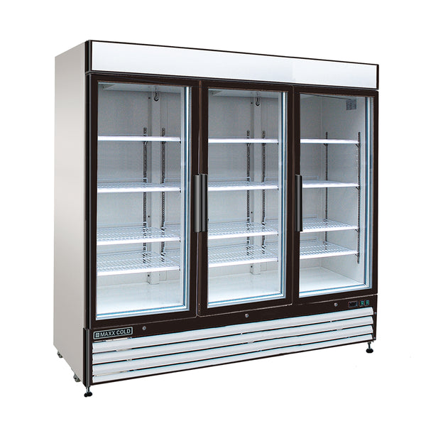 Maxx Cold MXM3 72RHC 72 cu. ft. Triple Glass Door Commercial Refrigerator - White, Freestanding Merchandiser for Supermarkets, Convenience Stores & Restaurants