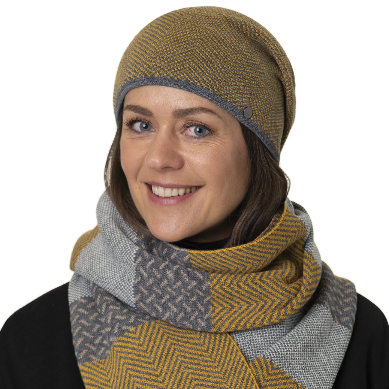 Lierys Premium Knit Graphic Long Beanie Hat for Women & Men - German Made Winter Accessory for Outdoor Activities, Skiing & Casual Wear