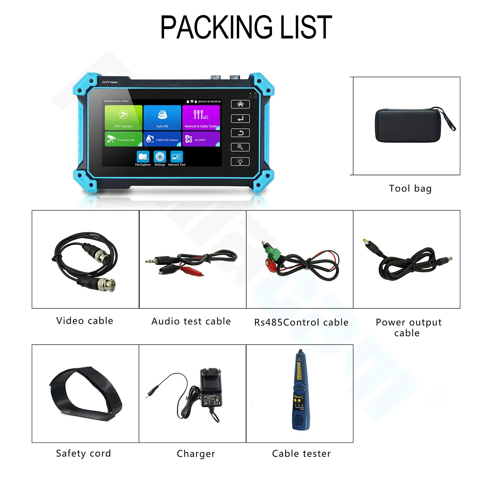 IPC-5200 Plus CCTV Tester - 8MP CVI/TVI/AHD/SDI/CVBS Camera Tester with 5