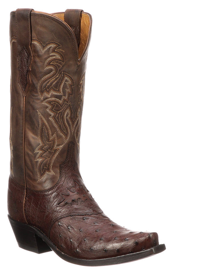 Lucchese M5601.S54 Women's Western Augusta Ostrich Vamp Boots - Redwood Cowgirl Boots for Country Dancing & Rodeo Events