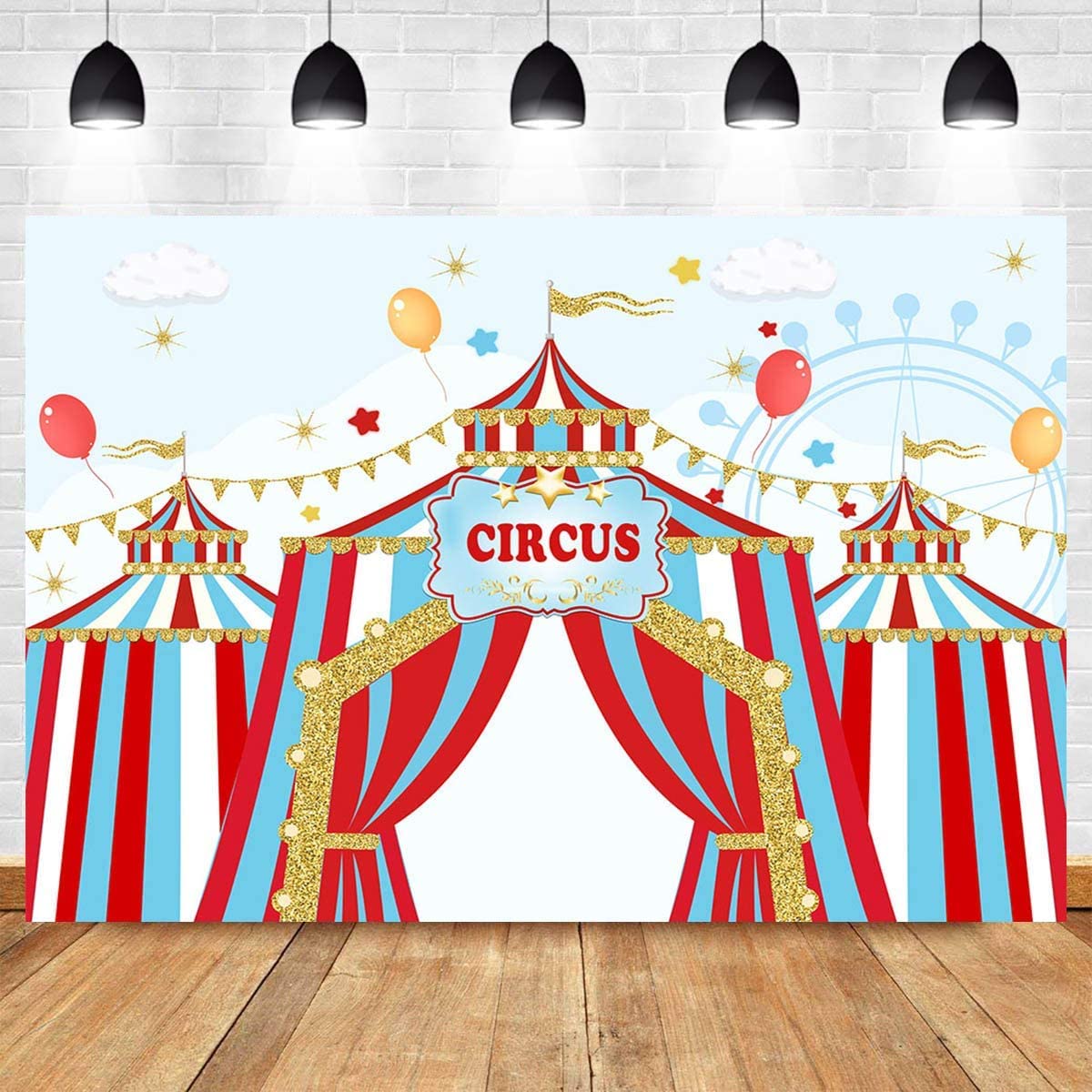 7x5ft Red Circus Photography Backdrop - Carnival Carousel Big Top Tent Background for Baby Shower, Kids Birthday Party, Dessert Table & Photobooth Props | Perfect for Themed Events, Candy Buffets and Cake Decorations