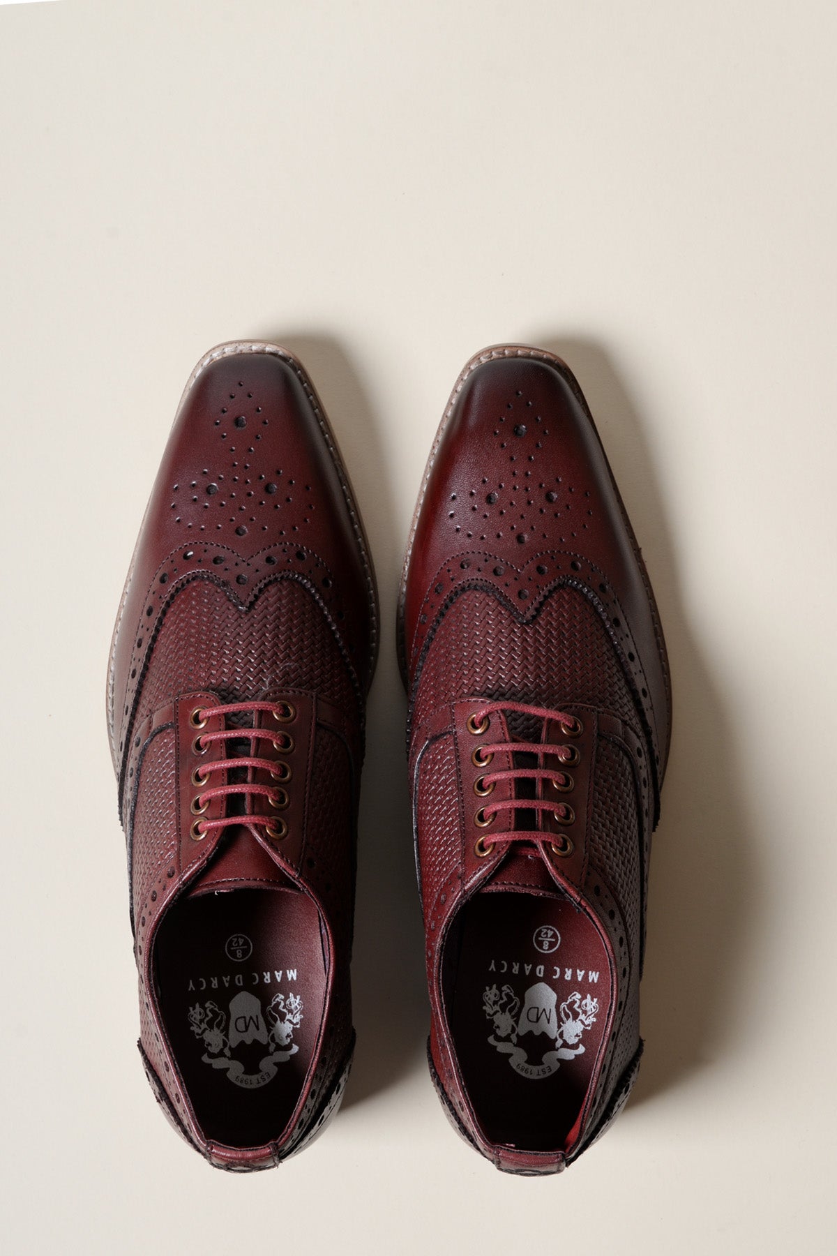 BRANDON Men's Wingtip Brogue Dress Shoes - Genuine Bordeaux & Burgundy Leather Oxfords for Formal & Business Occasions - Perfect for Weddings, Office & Special Events