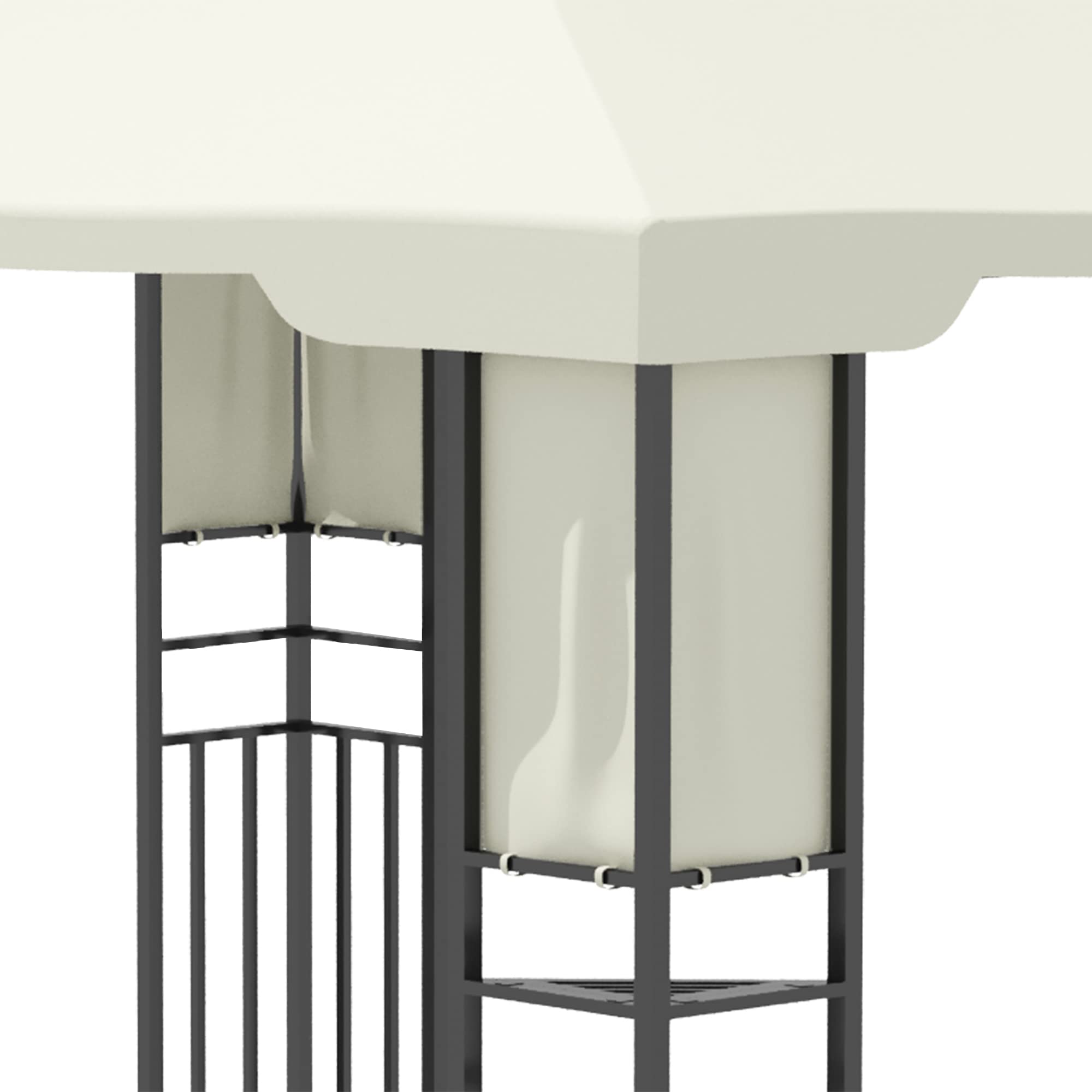 Outsunny 10' X 13' Outdoor Patio Gazebo with Double Vented Roof, Storage Shelves & Steel Frame - Cream White Canopy for Lawn, Backyard, Deck & Garden Parties | Perfect for Outdoor Entertaining, BBQs & Relaxation