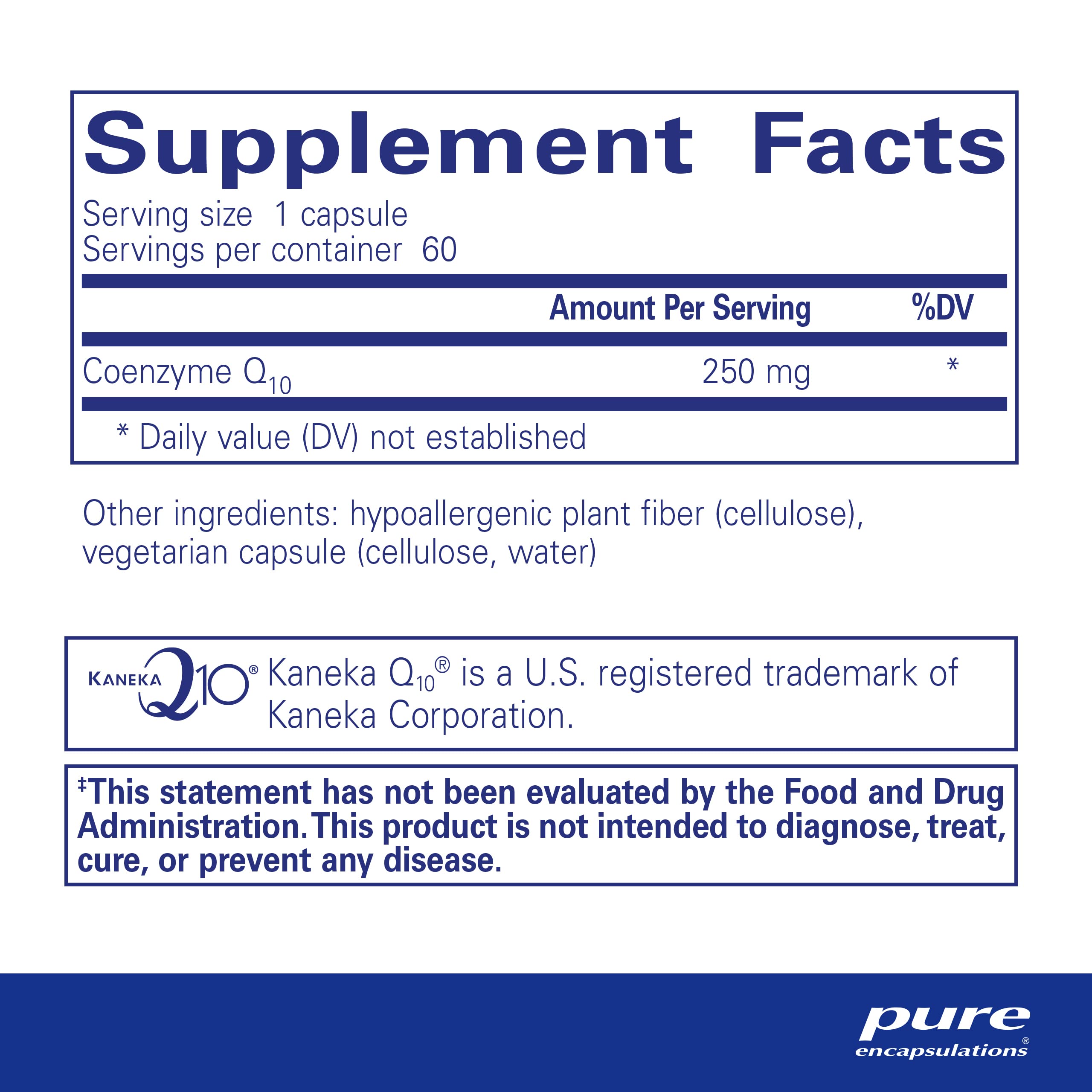 Pure Encapsulations CoQ10 250mg Supplement - Brain, Heart & Mitochondrial Support - Non-GMO Vegetarian Capsules - 60 Count for Energy & Cognitive Health - Perfect for Active Adults & Seniors