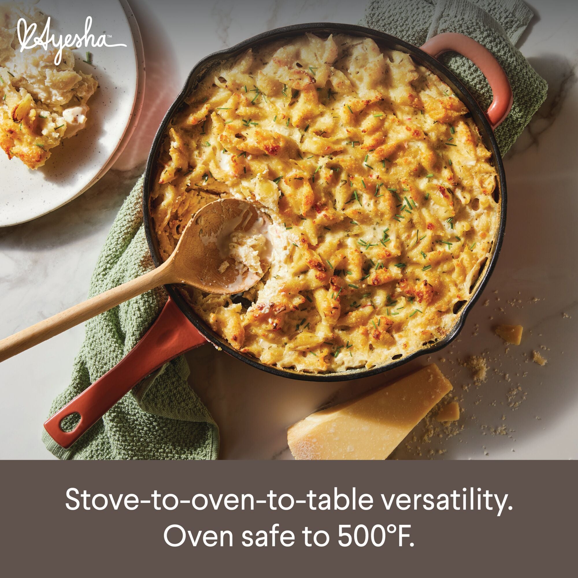 Premium 12 Inch Enameled Cast Iron Skillet with Helper Handle & Pour Spouts - Perfect for Searing, Baking & Stovetop to Oven Cooking