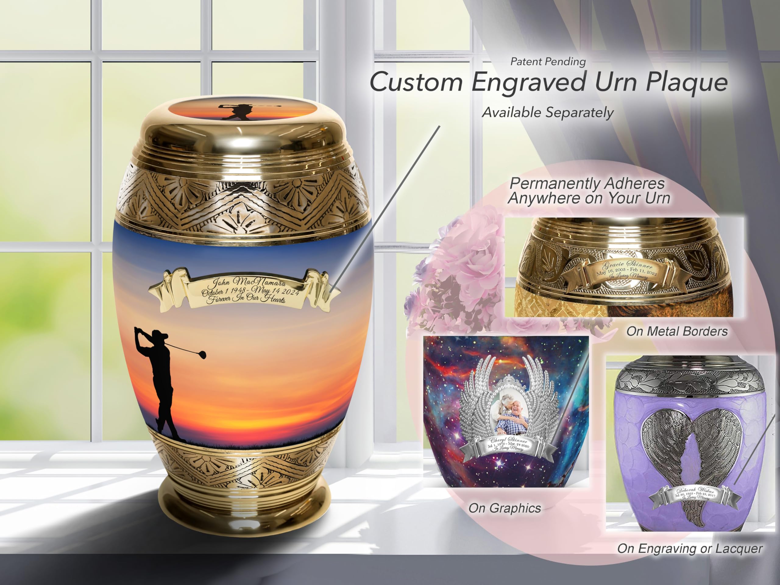Personalized Golf Themed Cremation Urn for Adult Male Ashes - Handcrafted Large Decorative Urn for Human Ashes - Perfect Memorial for Golf Lovers & Funeral Display