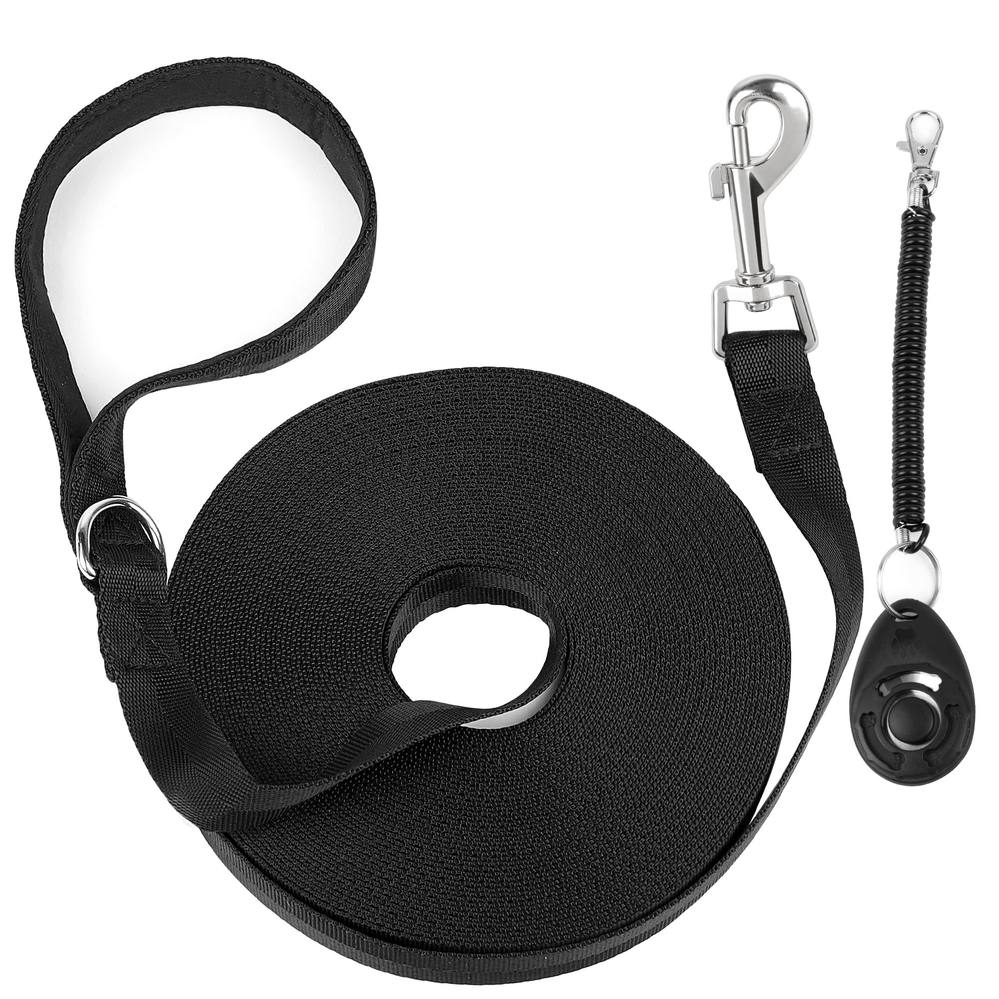 PrimePets 50ft Long Dog Leash with Training Clicker - Heavy Duty Retractable Leash for Small, Medium & Large Dogs - Perfect for Outdoor Training, Hiking, and Beach Walks