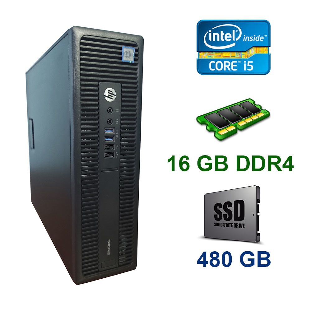 HP EliteDesk 800 G2 SFF Business Desktop PC - Intel Core i5-6500 Quad-Core 3.6GHz, 16GB DDR3 RAM, 512GB SSD, WiFi, Windows 10 Pro - Triple Monitor Support for Office & Home Use