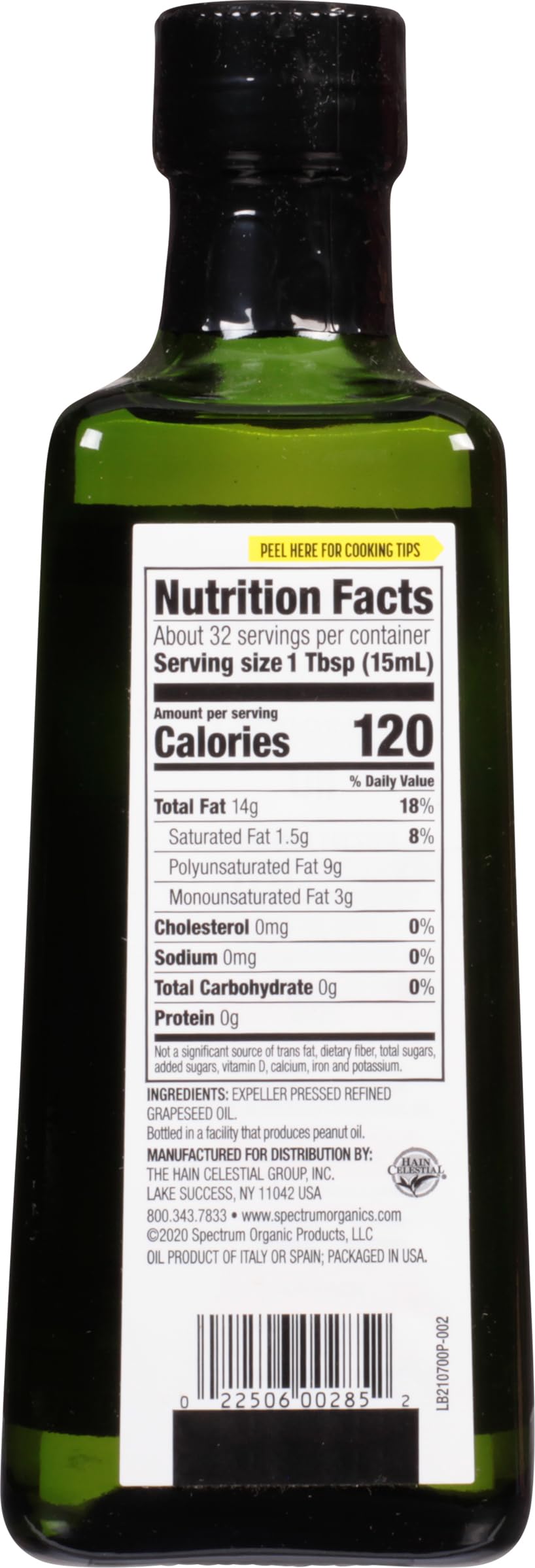 Refined Grapeseed Oil by Spectrum Culinary - 16 Oz (Pack of 12) - High Heat Cooking Oil for Frying, Baking & Salad Dressings