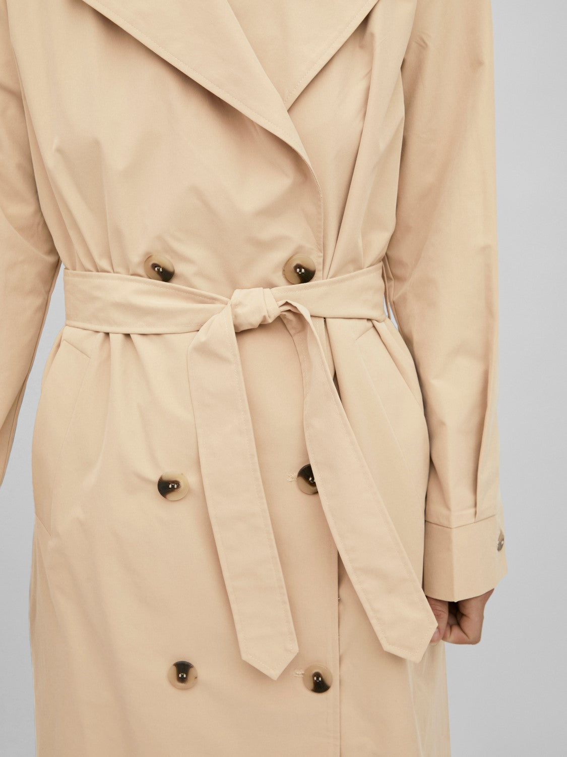 Ersin Women's Long Trench Coat - Classic Waterproof Wool Blend Overcoat with Belt (Sesame Color) - Perfect for Office, Travel & Fall/Winter Fashion
