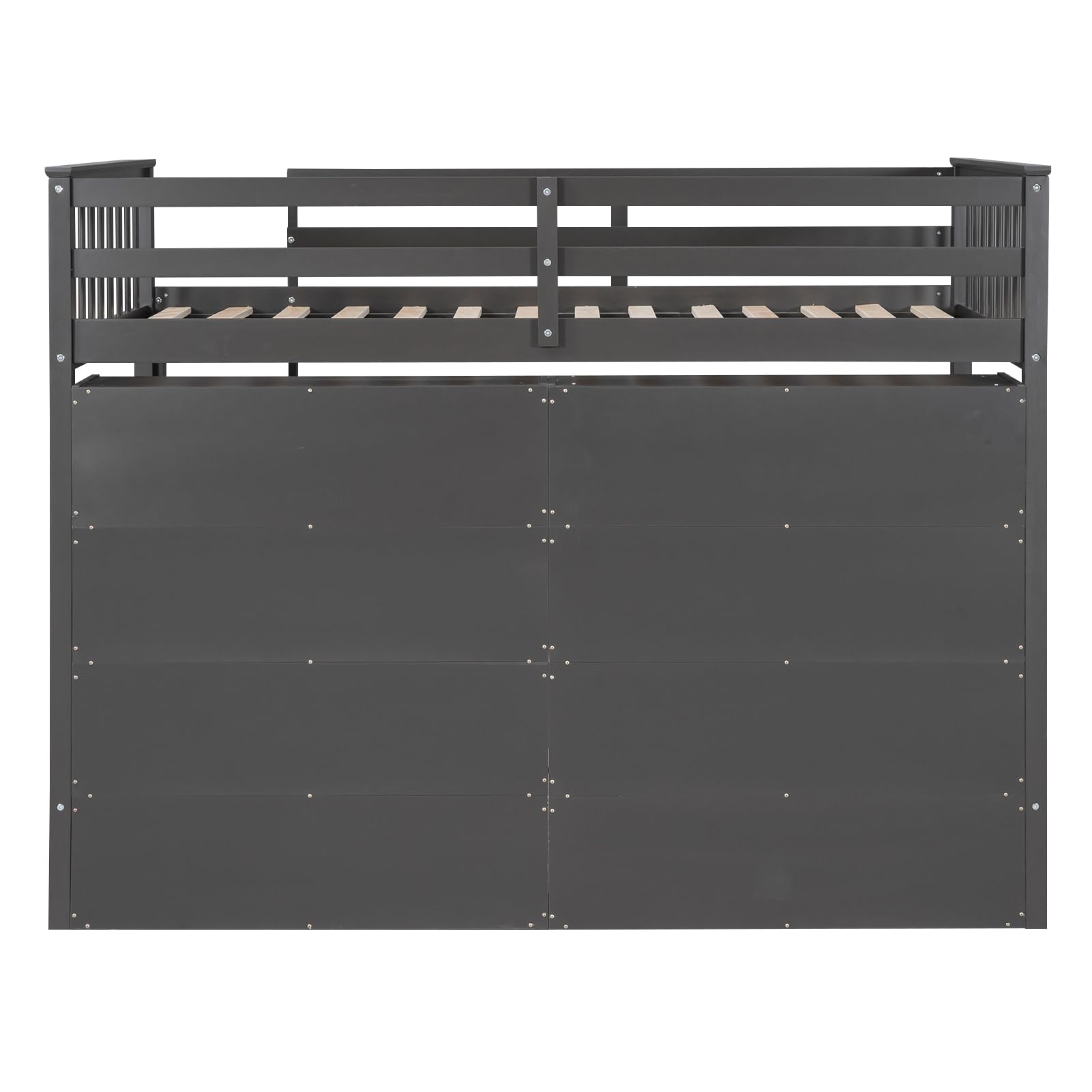 SOFTSEA Twin Size Loft Bed with Storage Shelves & Bookcase - Solid Wood High Loft Bed Frame with Underbed Space & Ladder - Perfect for Kids, Boys, Girls & Teens Bedroom - Space-Saving Grey Loft Bed for Small Rooms, Dorms & Apartments
