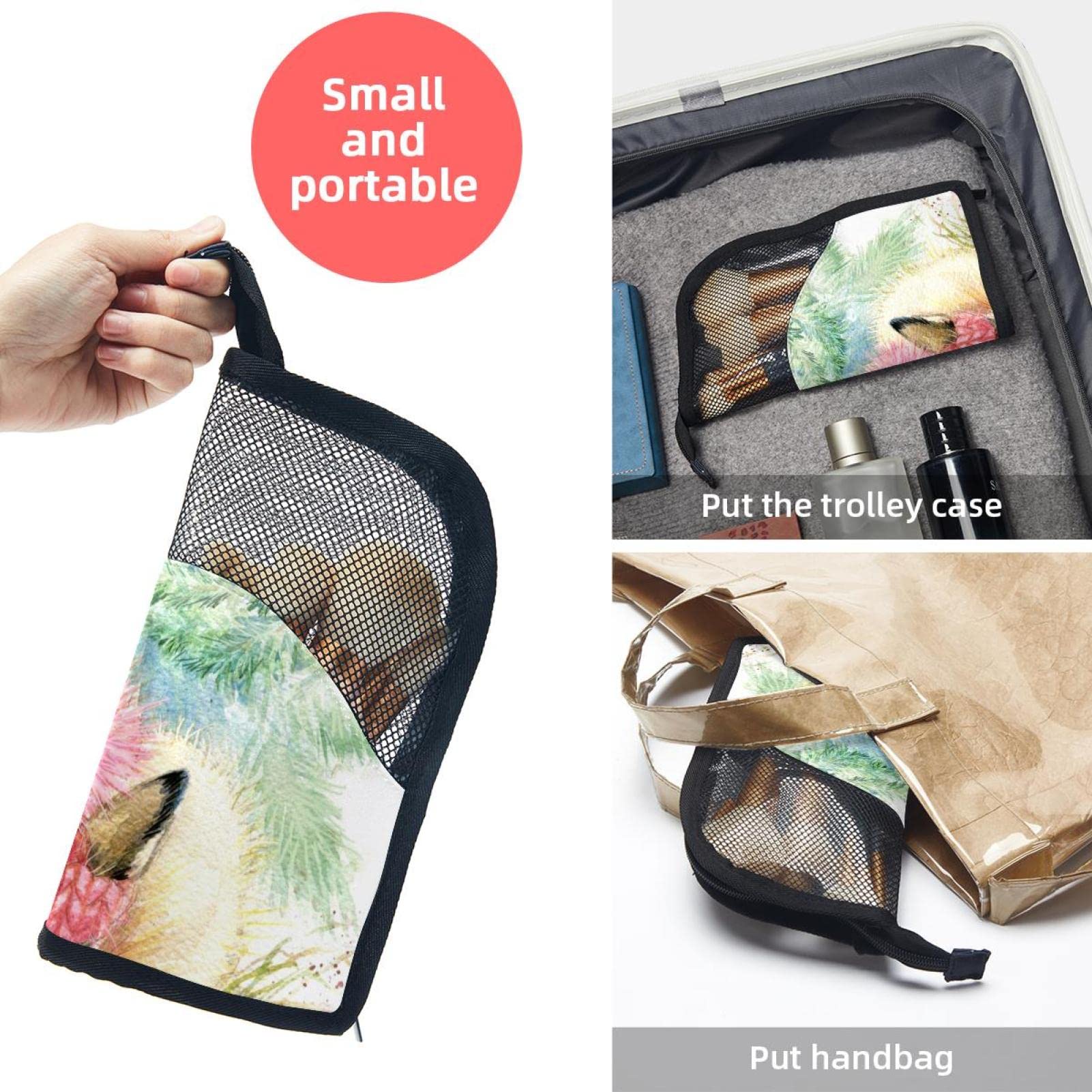 12-Piece Makeup Brush Organizer Bag with Easter Bunny Design - Portable Cosmetic Brush Holder Case for Travel, Home & Professional Makeup Storage