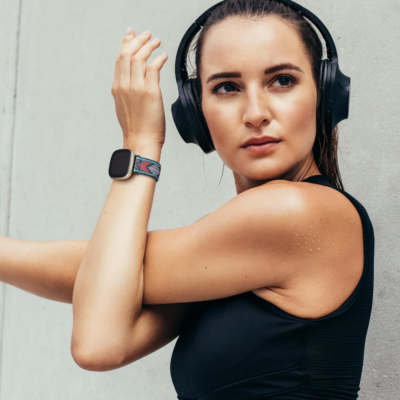 Fitbit Sense & Versa 3 Replacement Bands - Adjustable Stretchy Nylon Solo Loop Braided Sport Strap for Women & Men | Perfect for Workouts, Running & Everyday Wear
