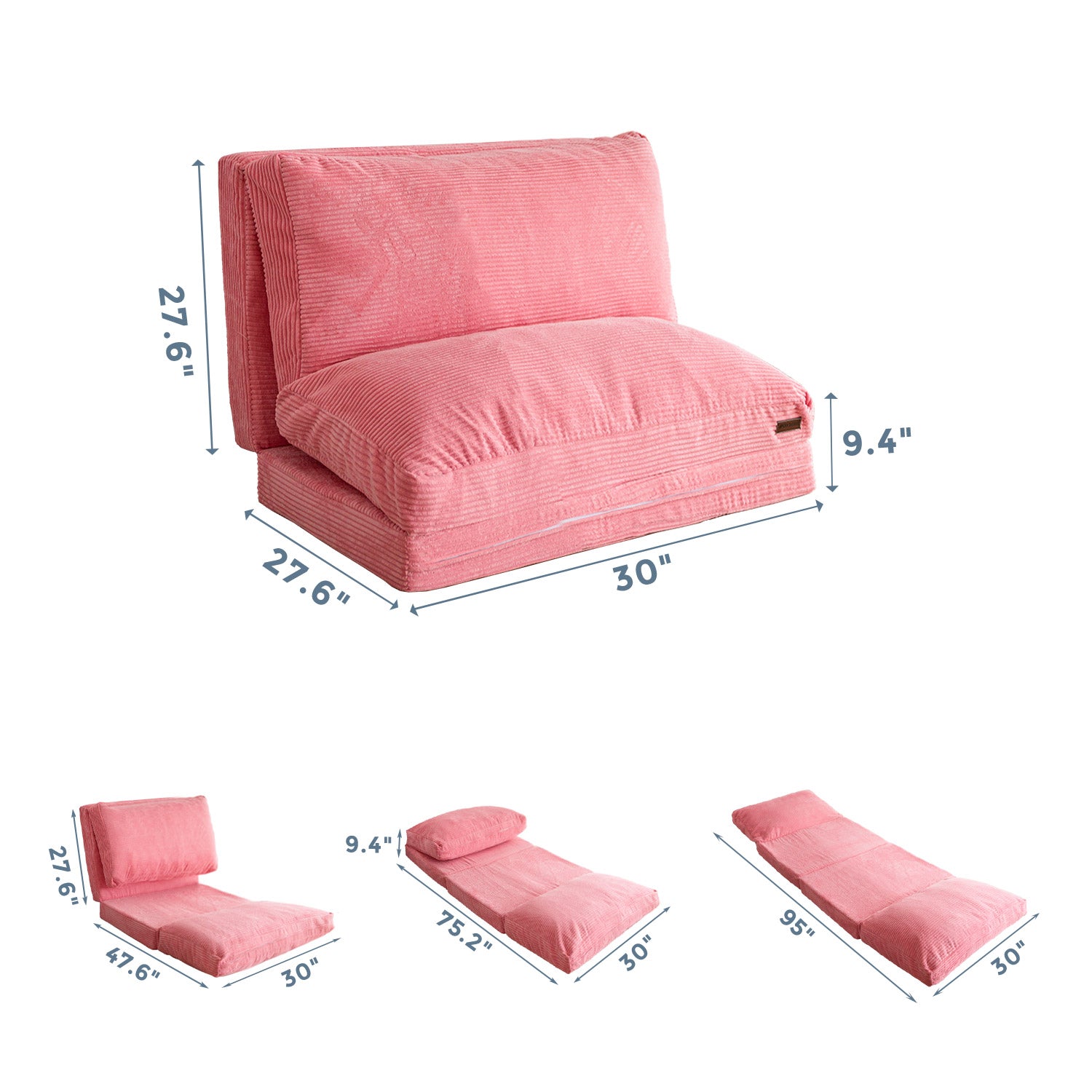 MAXYOYO Foldable Corduroy Bean Bag Sofa Bed with Washable Cover - Perfect for Living Room Lounging, Dorm Room Comfort & Kids Play Area