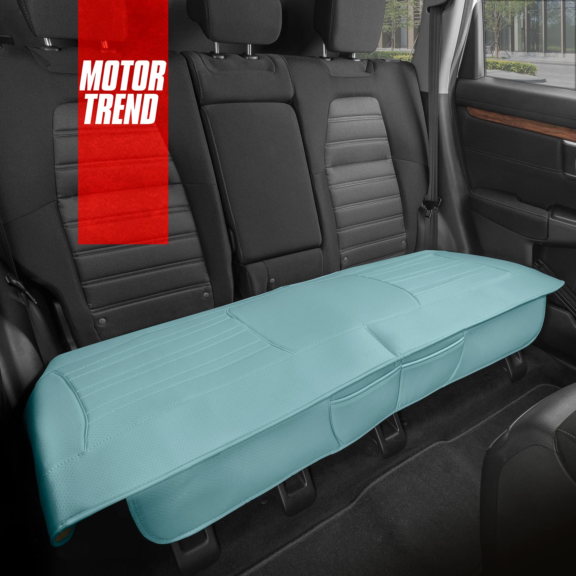 Motor Trend Faux Leather Car Seat Covers for Cars, Trucks & SUVs - Premium Padded Bench Seat Cover with Storage Pockets | Durable Interior Protection for Road Trips & Daily Commutes