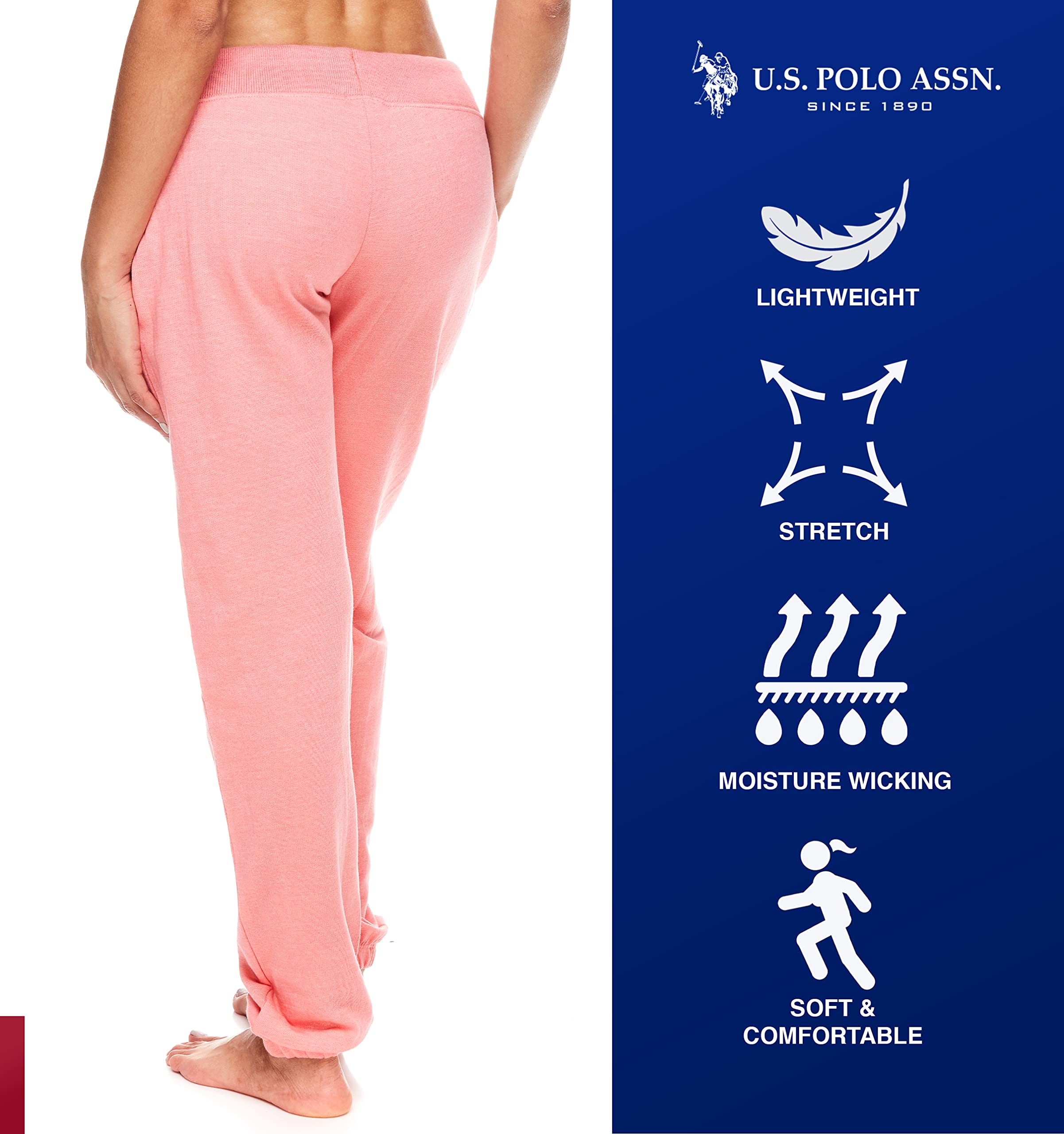 U.S. Polo Assn. Women's French Terry Joggers with Pockets - Soft, Breathable Sweatpants for Lounge & Workout | Casual Comfort Pants for Home, Gym & Running