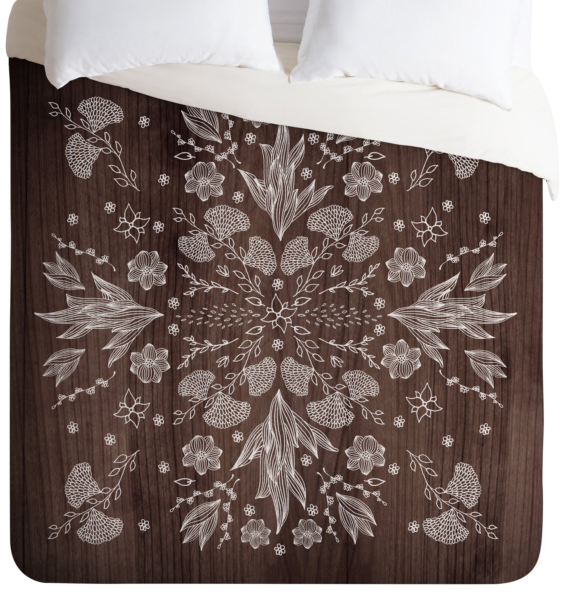 Deny Designs Iveta Abolina White Floral Duvet Cover Queen Size - Elegant Botanical Bedding Set for Modern Bedroom Decor, Perfect for Master Bedroom, Guest Room & Dormitory
