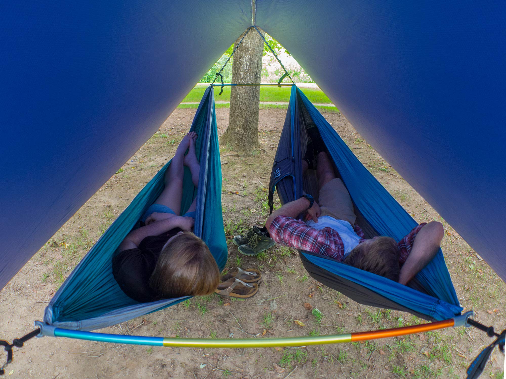 ENO Fuse Tandem Hammock System - Lightweight Durable Double Hammock with Retro Color & Anodized Aluminum Spreader Bars (277g) - Perfect for Camping, Backpacking & Outdoor Adventures