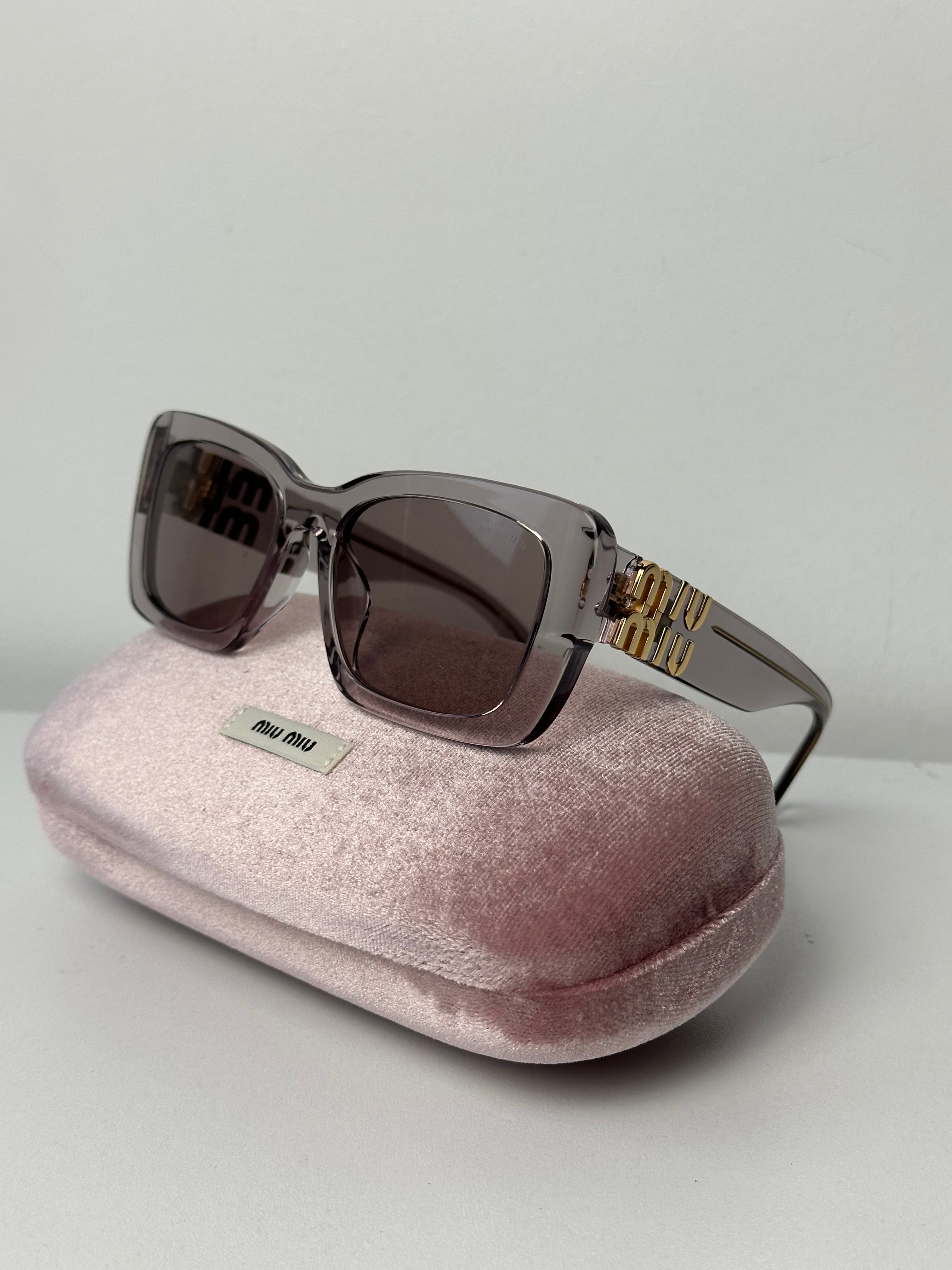Miu Miu MU07YS Purple Transparent Sunglasses for Women - Fashion UV Protection Shades for Summer Beach & Outdoor Activities