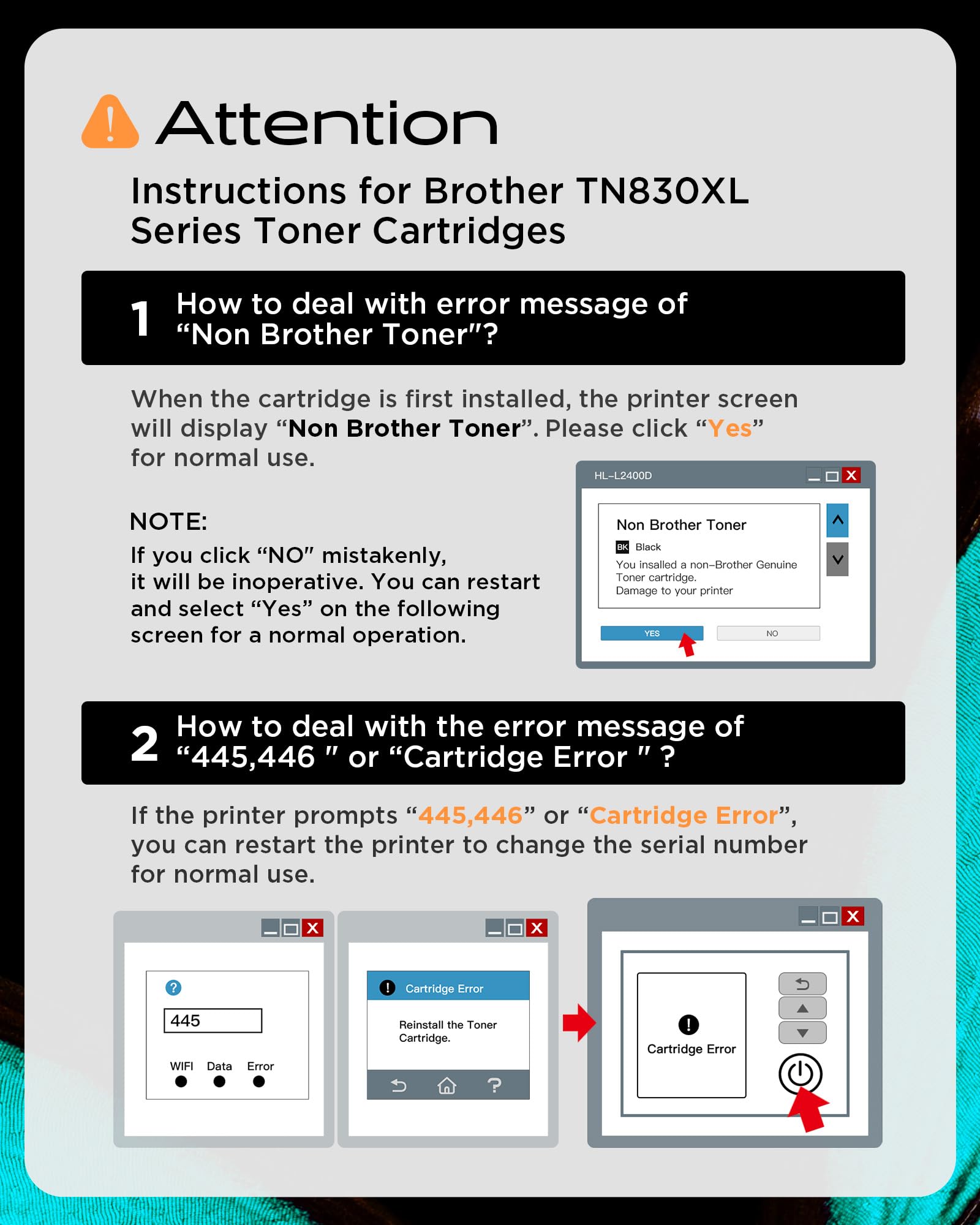 Brother TN830XL Toner Cartridge 2-Pack - Compatible with HL-L2460DW, DCP-L2640DW Printers - for Home & Office Use