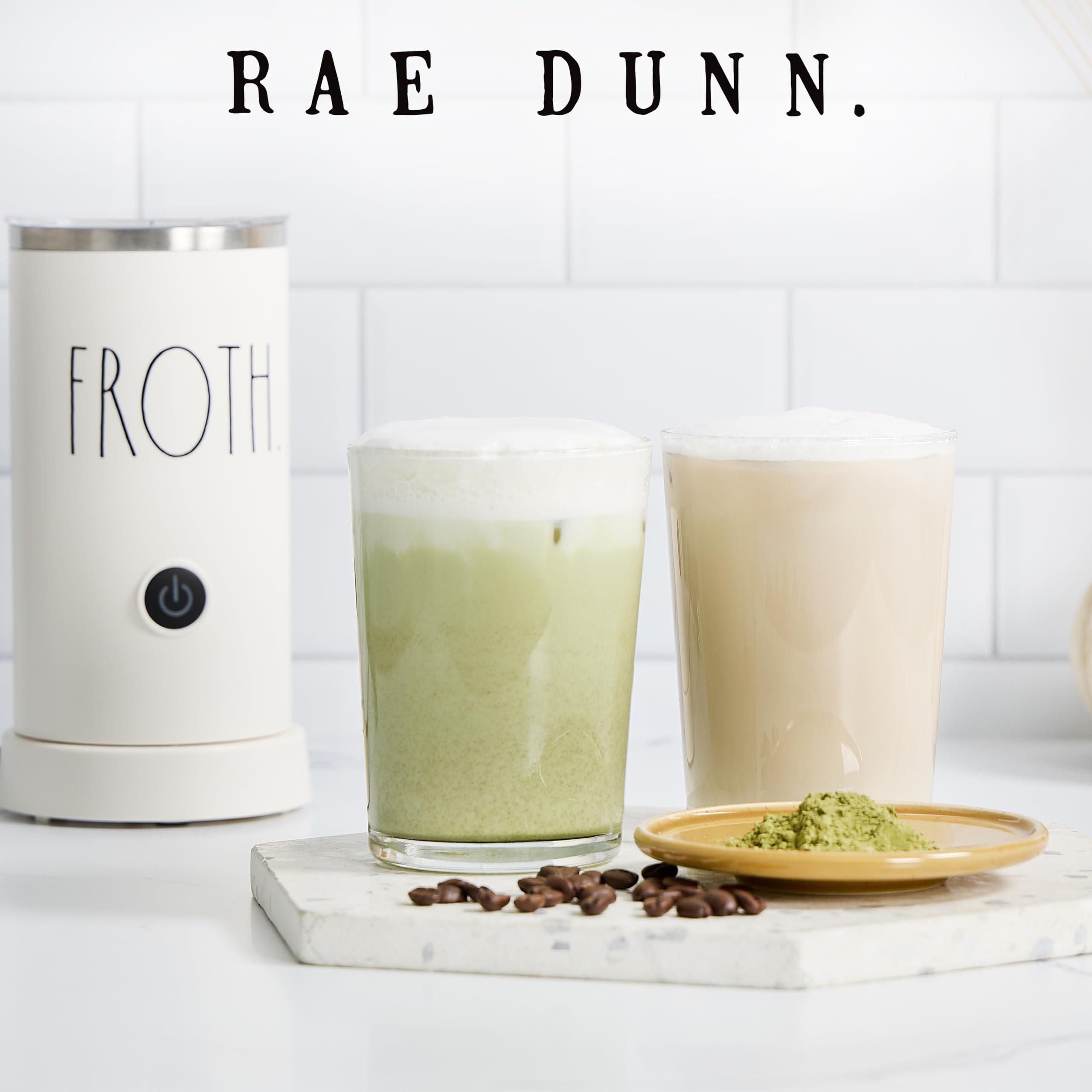Rae Dunn Electric Milk Frother and Steamer - 550W Automatic Milk Warmer for Hot & Cold Foam - Perfect for Coffee, Latte, Cappuccino, Macchiato, Hot Chocolate - Ideal for Home, Office, and Coffee Shops (Cream)