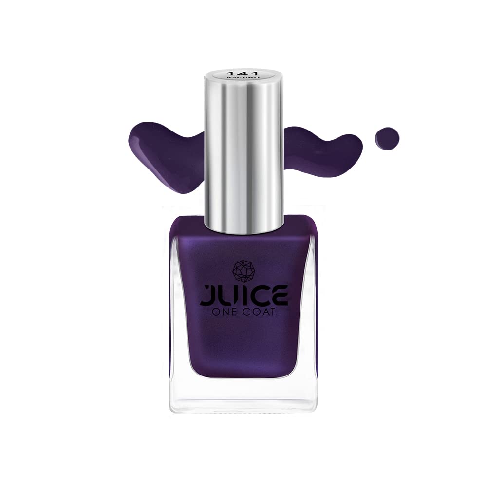 JUICE Quick-Dry Long Lasting Chip Resistant Gel Finish High Gloss Nail Polish | F&D Approved Colors & Pigments - Royal Purple #141 | Perfect for Salon, Home Manicures & Special Occasions