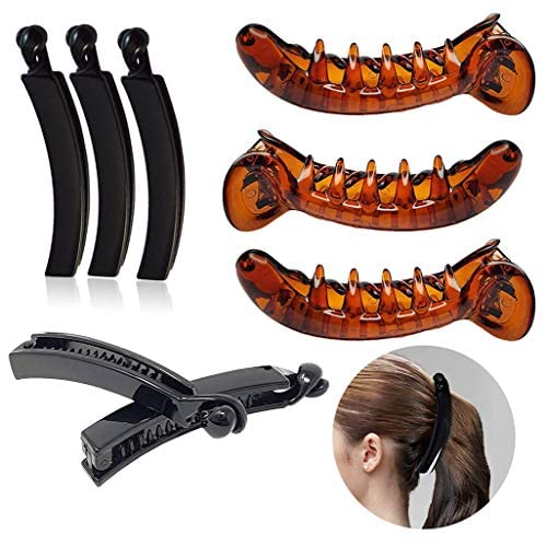 BHARATGAURAV Hair Clips for Women - 6 Pack Banana Hair Claw Clips (3 Black + 3 Brown) - Plastic Hair Accessories for Women & Girls - Perfect for School, Work, Gym and Everyday Hairstyles
