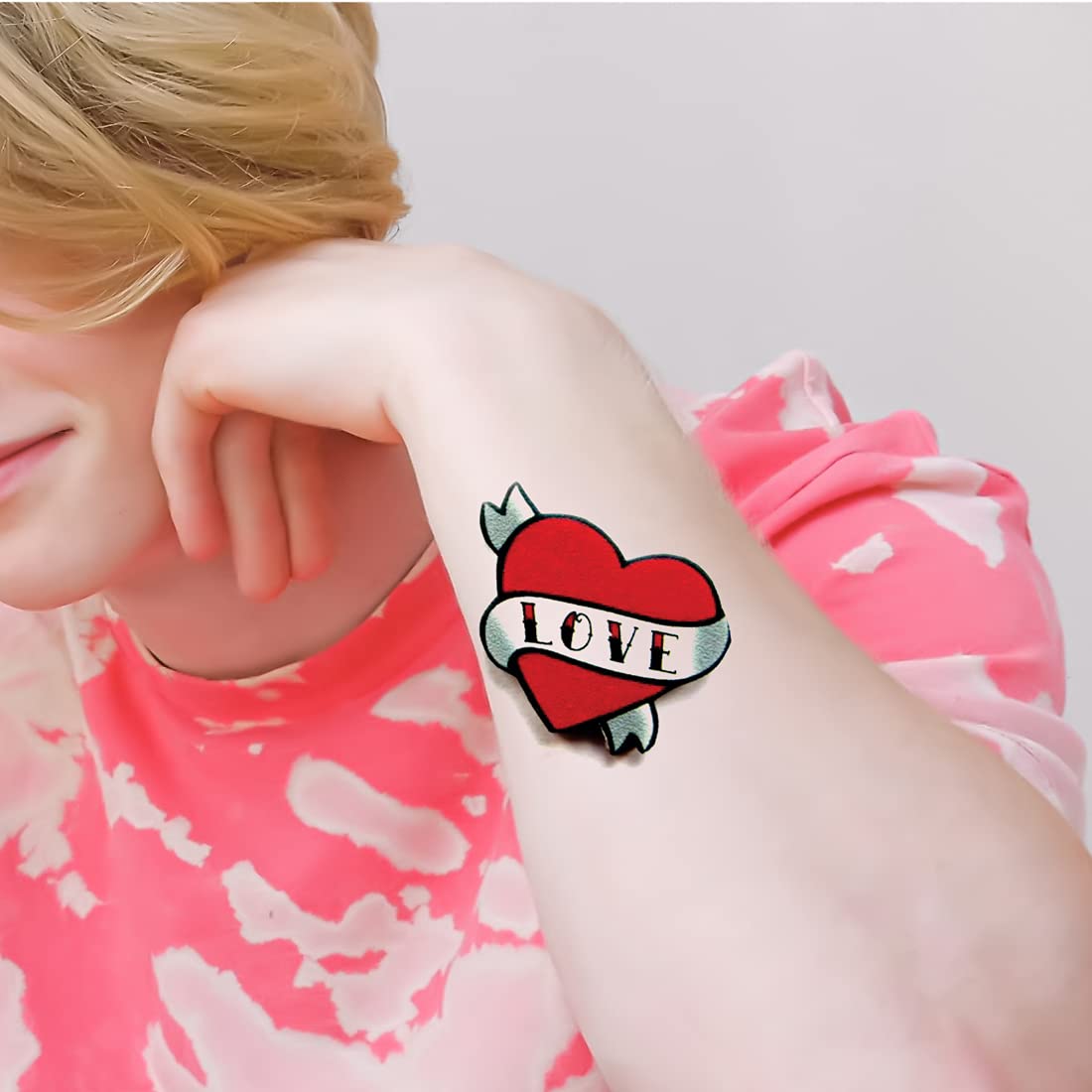 Koinstec True Love Heart Temporary Tattoo Stickers - Waterproof Fake Body Art for Men & Women - Perfect for Parties, Festivals & Romantic Dates