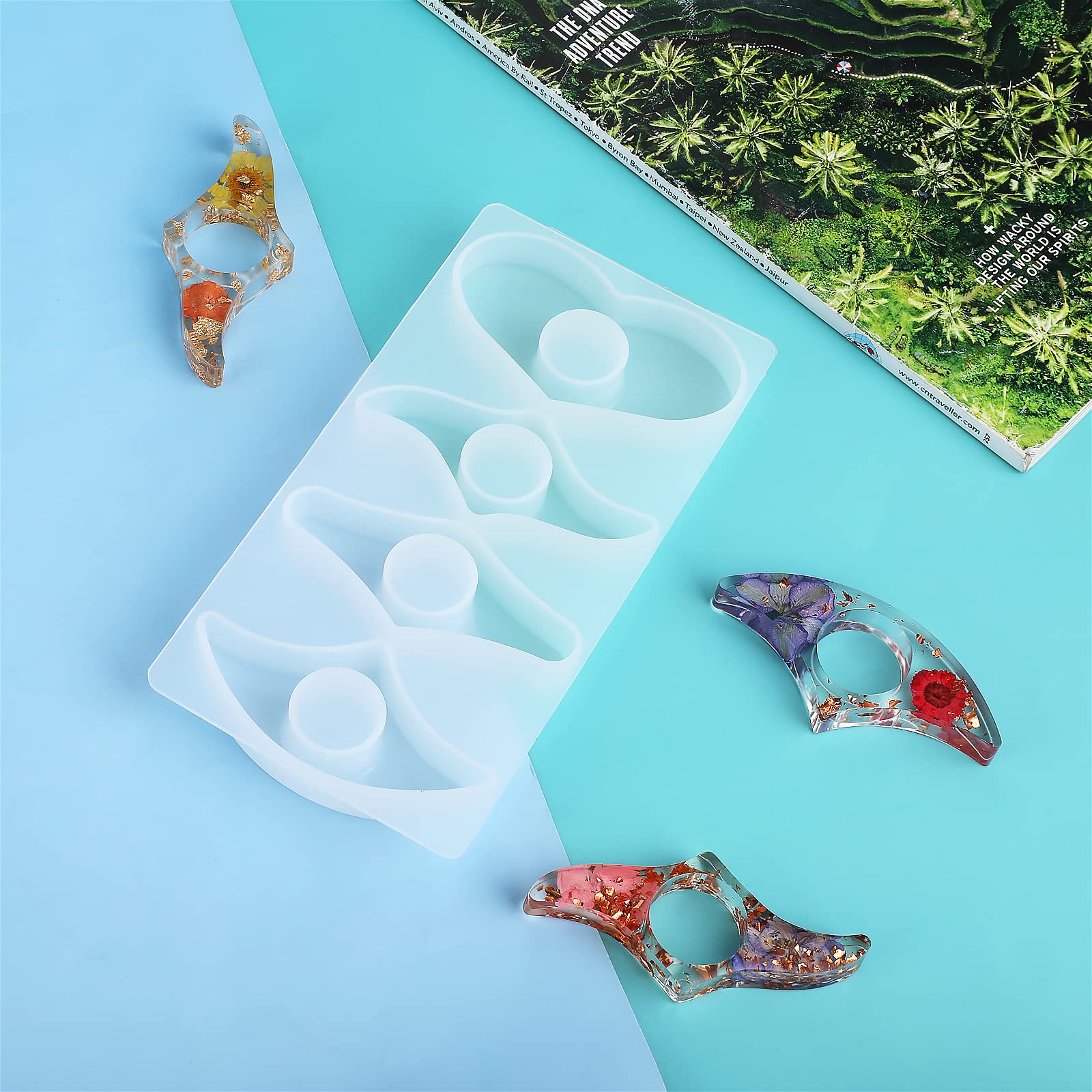Prasacco 4-Piece Resin Book Page Holder Molds Set - DIY Transparent Dried Flower Bookmark & Thumb Holder Molds for Crafting - Perfect for Scrapbooking, Journaling & Gift Making