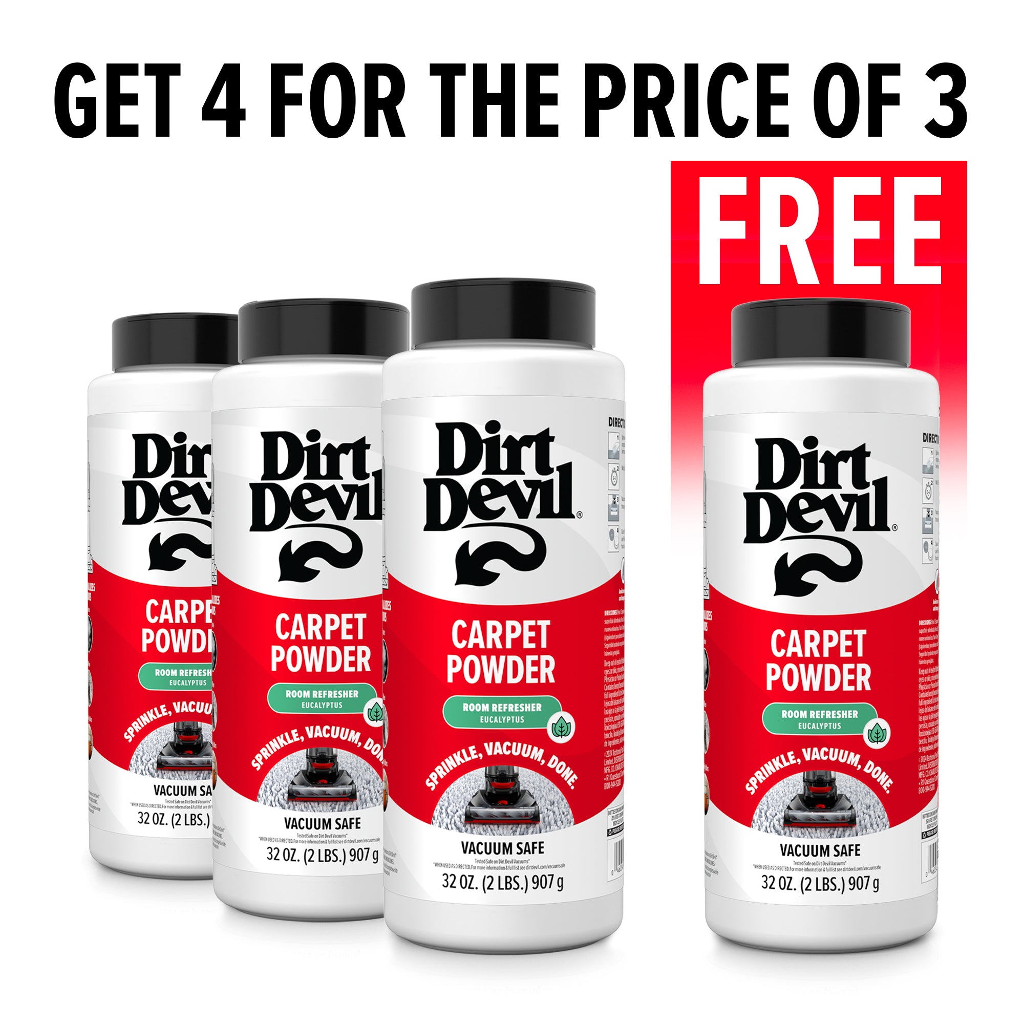 Eucalyptus Carpet Powder (4 Pack) - Natural Carpet Freshener & Deodorizer for Deep Cleaning - Perfect for Pet Owners & Allergy Relief
