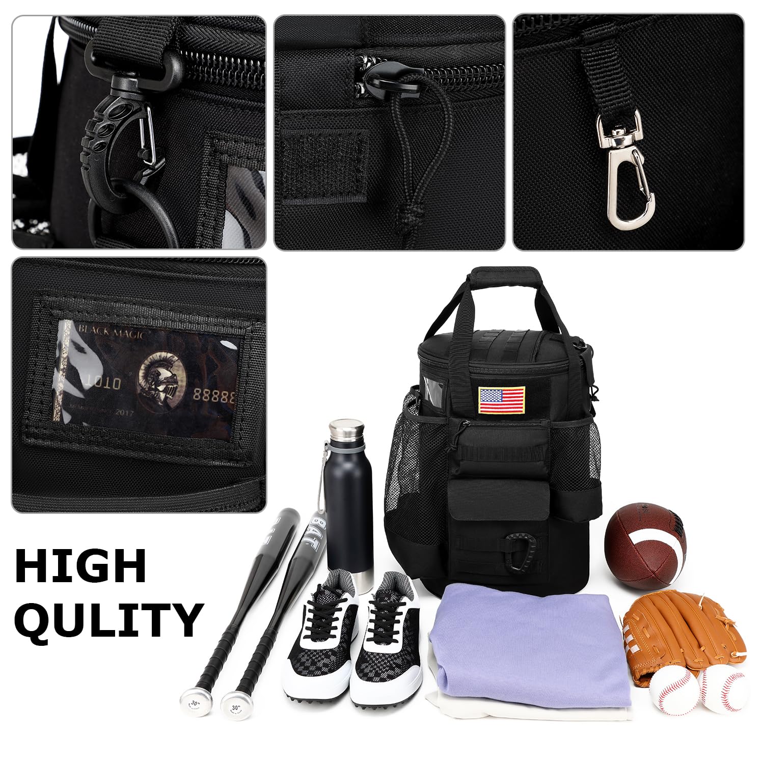 6 Gallon Baseball Bucket Bag - Tactical Coaches Organizer with Padded Seat for Balls, Bats & Gloves | Waterproof Softball Equipment Storage | Perfect for Dugout, Practice & Games