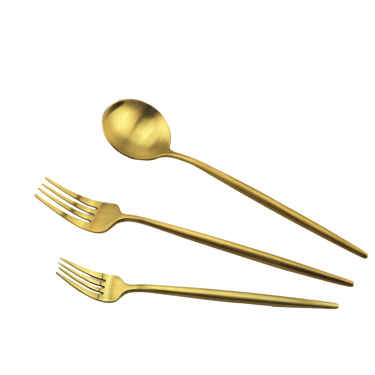 Premium 40-Piece Matte Gold Flatware Set - 18/10 Stainless Steel Cutlery for 8 People (Forks, Spoons, Knives) - Elegant Dinnerware for Home, Camping & Travel - Durable Tableware for Restaurants & Outdoor Adventures