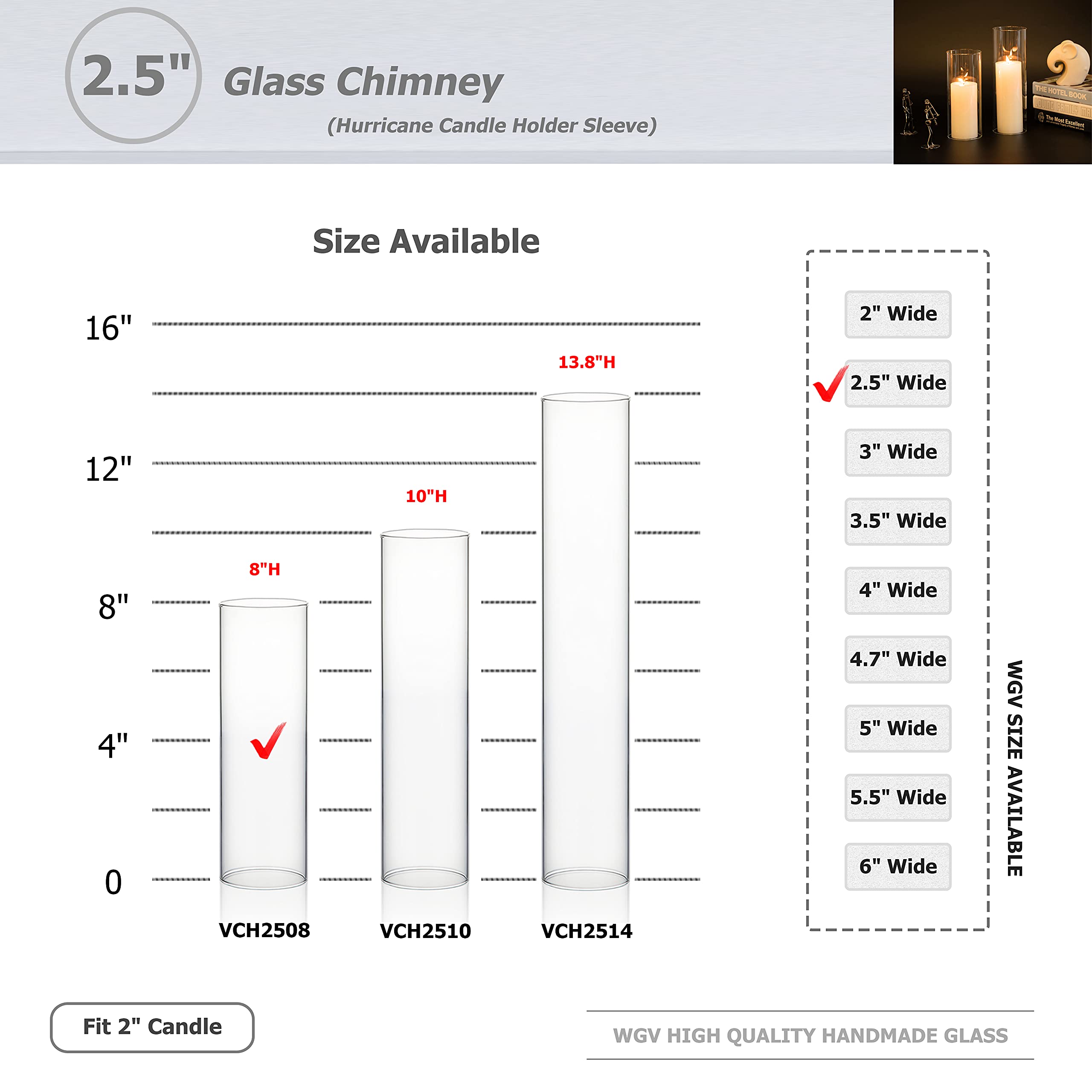 WGVI Hurricane Candle Holder Sleeve - 2.5