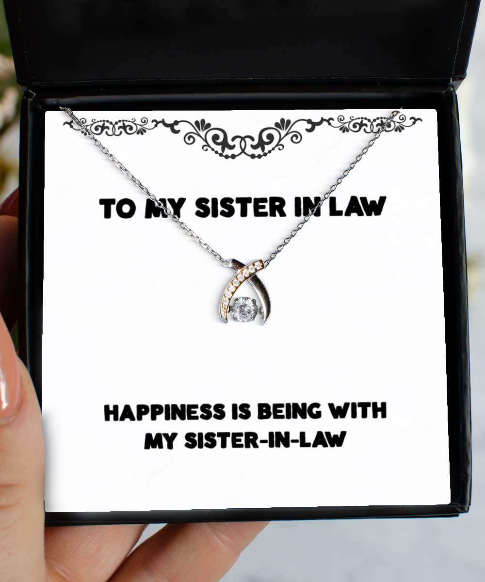 Funny Sister-in-Law Gift - Dancing Wishbone Necklace for Women | Cute & Meaningful Jewelry Present for Sister from Sister | Perfect for Birthdays, Christmas & Family Gatherings