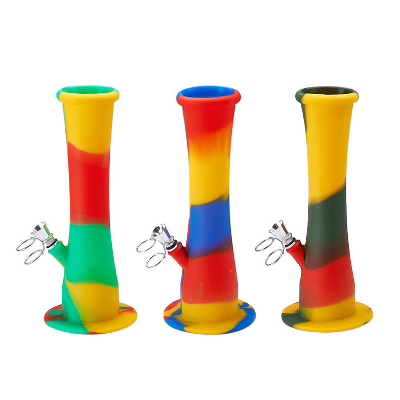 Premium Silicone Pipe with Metal Bowl - Durable & Colorful Tobacco Pipe for Smoking Herbs & Spoons | Perfect for Travel, Camping & Outdoor Use